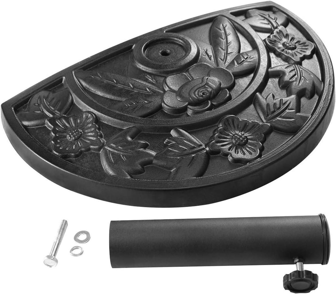 image:imageGiantex 20 Outdoor Patio Half Round Umbrella Base Stand Black W 9Ft Half Round Umbrella Stand