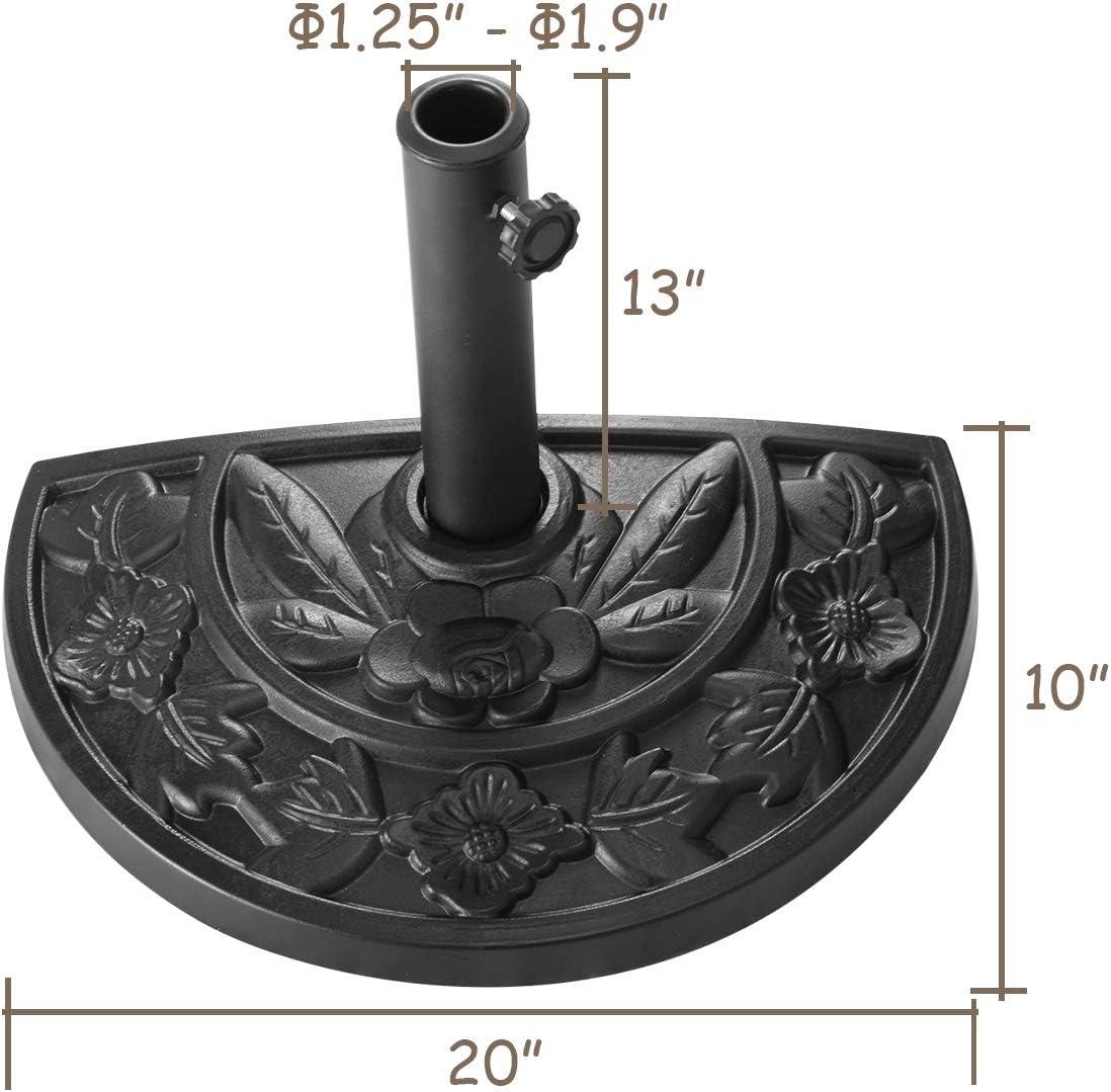 image:imageGiantex 20 Outdoor Patio Half Round Umbrella Base Stand Black W 9Ft Half Round Umbrella Stand