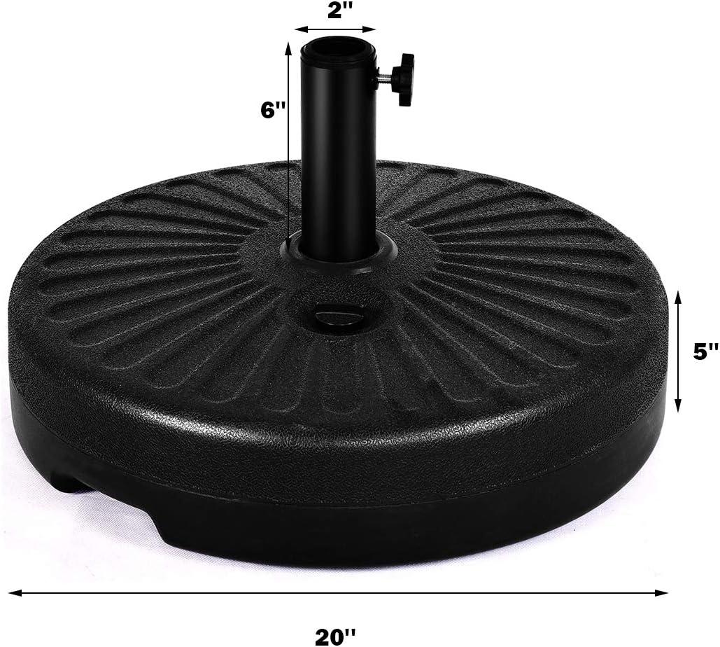 image:imageGiantex 23L Round Water Sand Filled Patio Umbrella Base 20 Heavy Duty Outdoor Umbrella Stand Fillable Outdoor Market Umbrella Holder Suit for Dia 19 Umbrella Pole