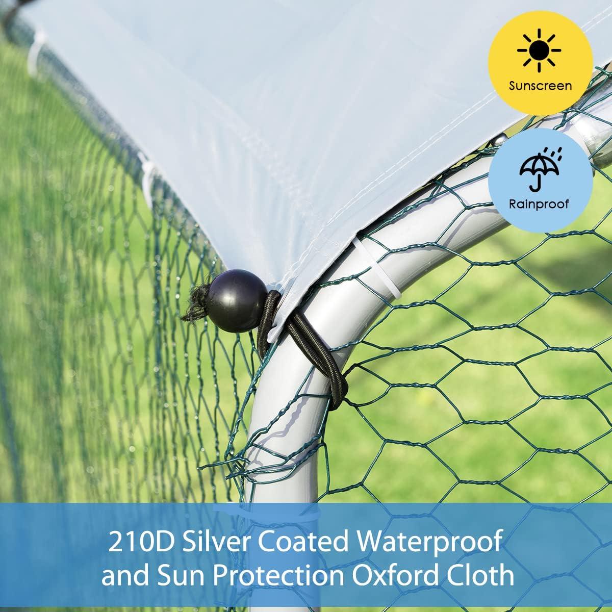 image:imageGiantex 23ft Large Metal Chicken Coop Walkin Chicken Run Poultry Cage Waterproof SunProof Cover Galvanized Steel Frame Hen Duck Rabbit House Outdoor Farm Yard 23 x 66 ft Half SpireSpire