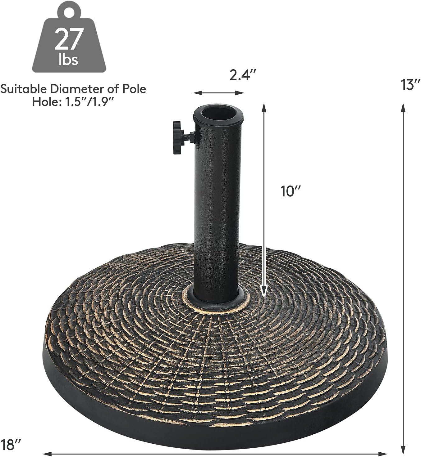 image:imageGiantex 27lbs Patio Umbrella Base 18 Inch Round Outdoor Umbrella Stand for 15 or 19 Diameter Pole Heavy Duty Market Umbrella Holder for Garden Beach Yard Poolside Bronze