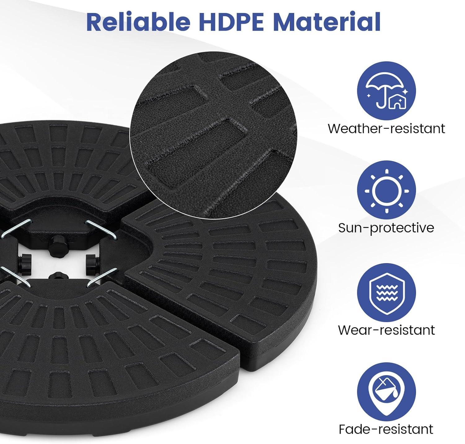 image:imageGiantex 284 lbs Fillable Offset Patio Umbrella Base 4PCS Umbrella Stand Water Sand Weight for Cantilever Umbrella 4 Connecting Pins EasyFilling Spouts Outdoor Market Umbrella Holder for Garden1840 Pounds