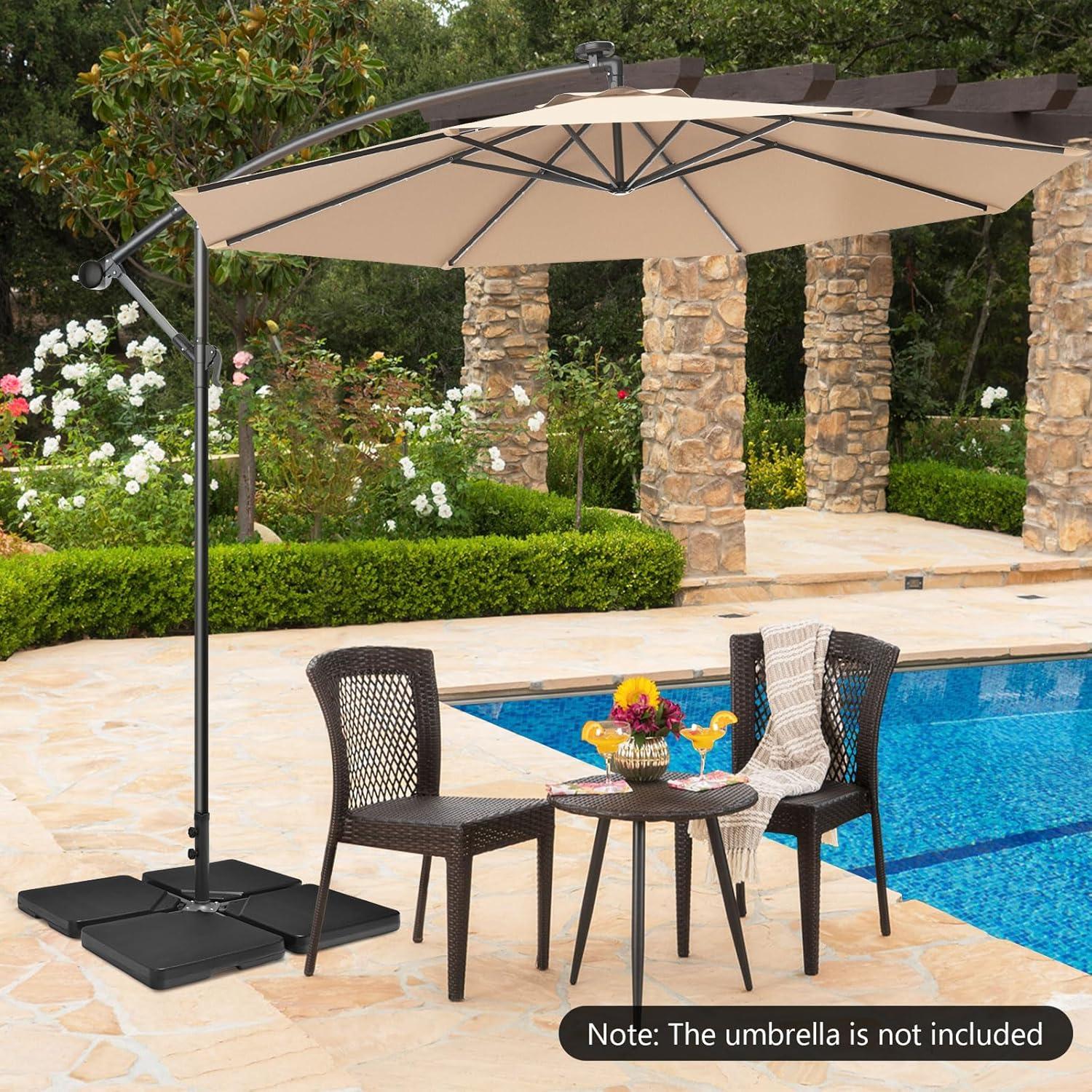 image:imageGiantex 284 lbs Fillable Offset Patio Umbrella Base 4PCS Umbrella Stand Water Sand Weight for Cantilever Umbrella 4 Connecting Pins EasyFilling Spouts Outdoor Market Umbrella Holder for Garden2200 Pounds