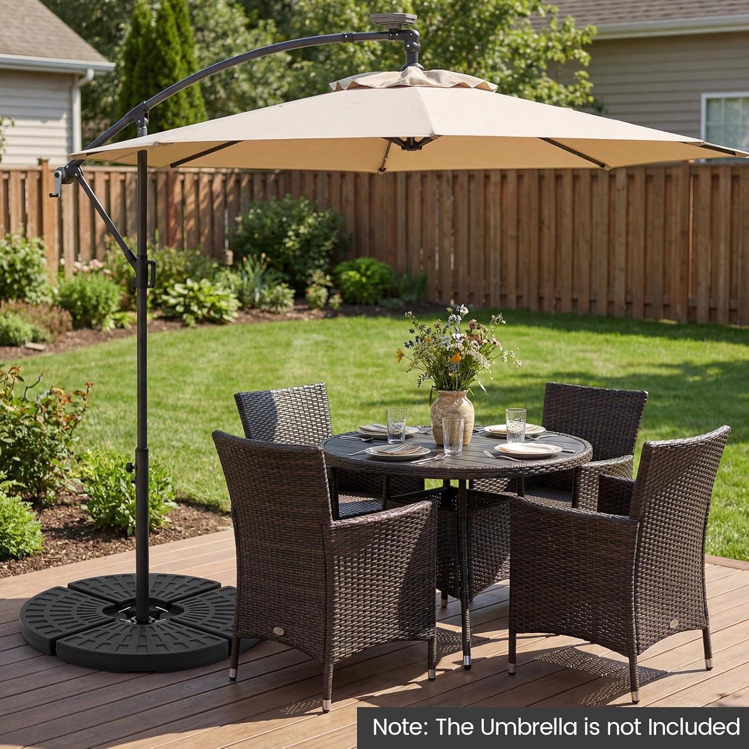 image:imageGiantex 284 lbs Fillable Offset Patio Umbrella Base 4PCS Umbrella Stand Water Sand Weight for Cantilever Umbrella 4 Connecting Pins EasyFilling Spouts Outdoor Market Umbrella Holder for Garden1840 Pounds