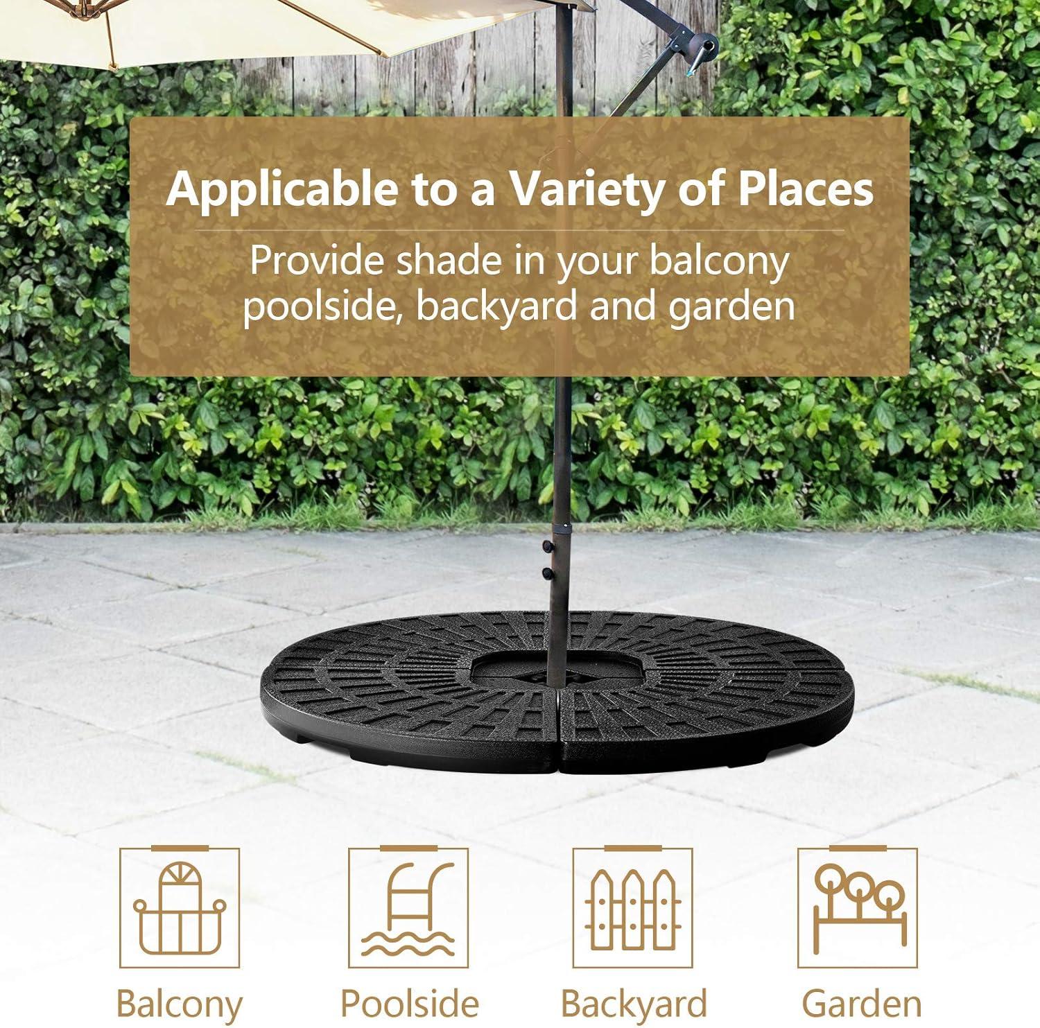image:imageGiantex 284 lbs Fillable Offset Patio Umbrella Base 4PCS Umbrella Stand Water Sand Weight for Cantilever Umbrella 4 Connecting Pins EasyFilling Spouts Outdoor Market Umbrella Holder for Garden2030 Pounds