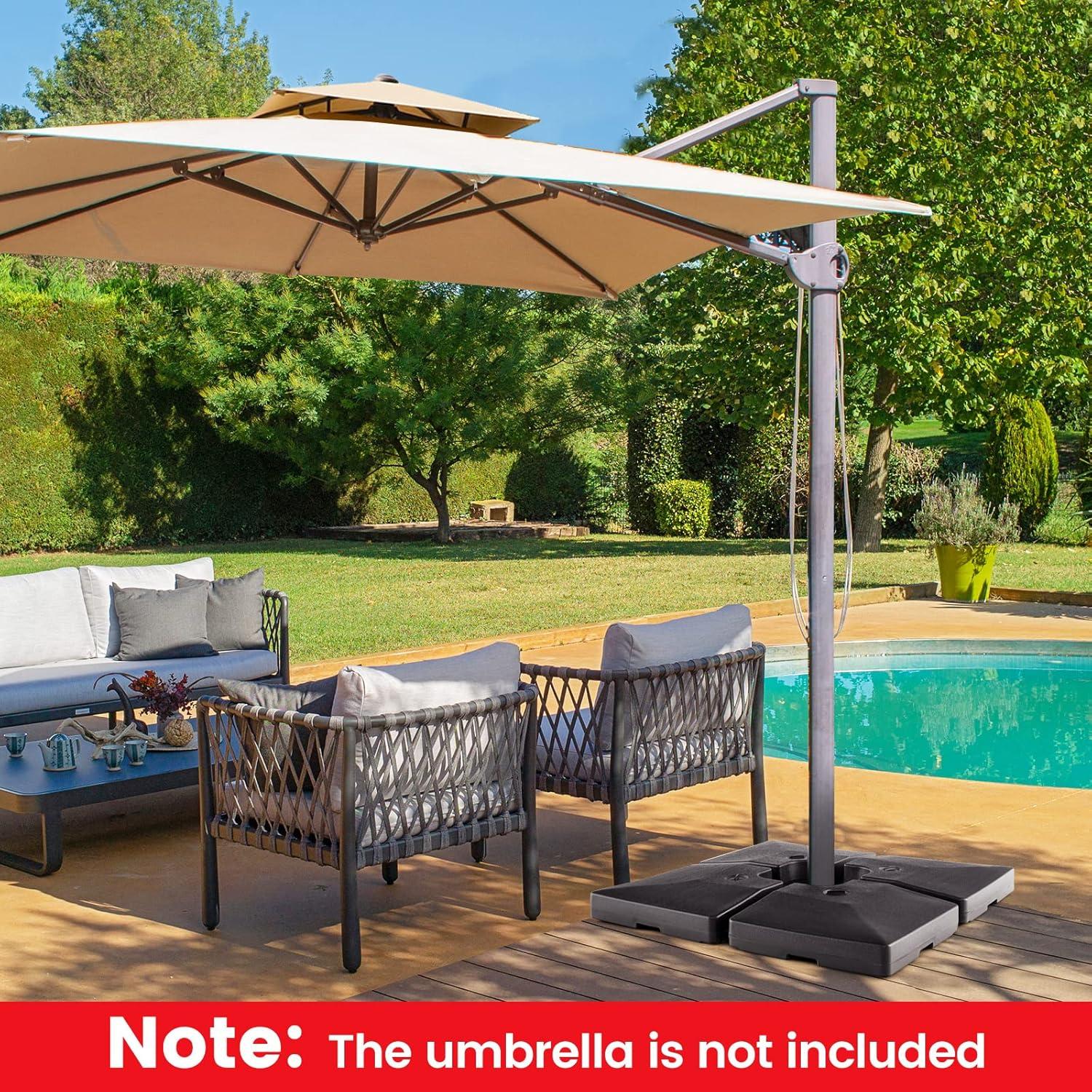 image:imageGiantex 284 lbs Fillable Offset Patio Umbrella Base 4PCS Umbrella Stand Water Sand Weight for Cantilever Umbrella 4 Connecting Pins EasyFilling Spouts Outdoor Market Umbrella Holder for Garden2840 Pounds