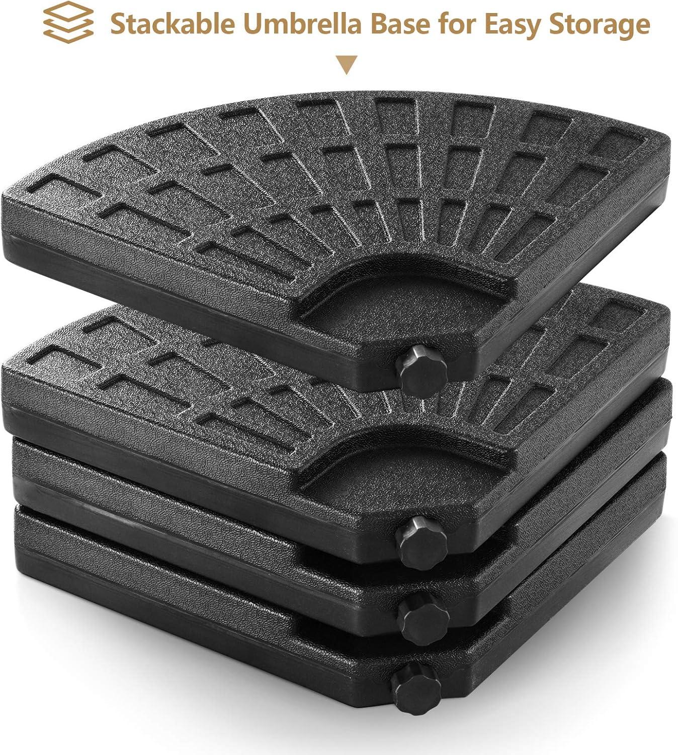 image:imageGiantex 284 lbs Fillable Offset Patio Umbrella Base 4PCS Umbrella Stand Water Sand Weight for Cantilever Umbrella 4 Connecting Pins EasyFilling Spouts Outdoor Market Umbrella Holder for Garden2030 Pounds