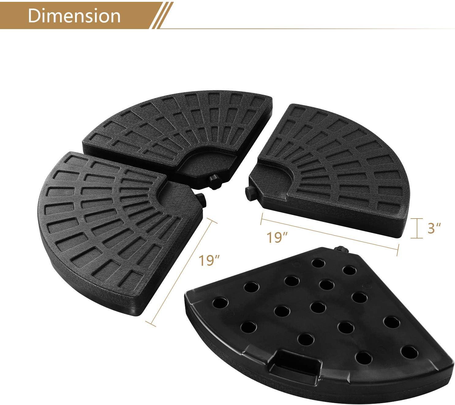 image:imageGiantex 284 lbs Fillable Offset Patio Umbrella Base 4PCS Umbrella Stand Water Sand Weight for Cantilever Umbrella 4 Connecting Pins EasyFilling Spouts Outdoor Market Umbrella Holder for Garden2030 Pounds