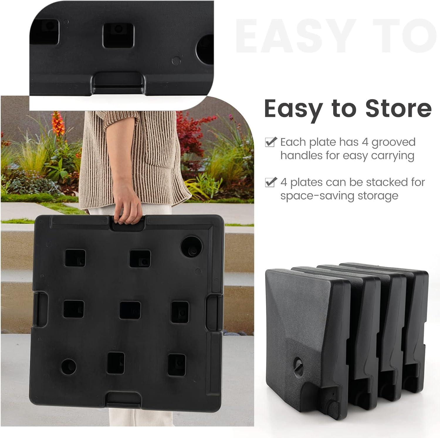 image:imageGiantex 284 lbs Fillable Offset Patio Umbrella Base 4PCS Umbrella Stand Water Sand Weight for Cantilever Umbrella 4 Connecting Pins EasyFilling Spouts Outdoor Market Umbrella Holder for Garden2840 Pounds