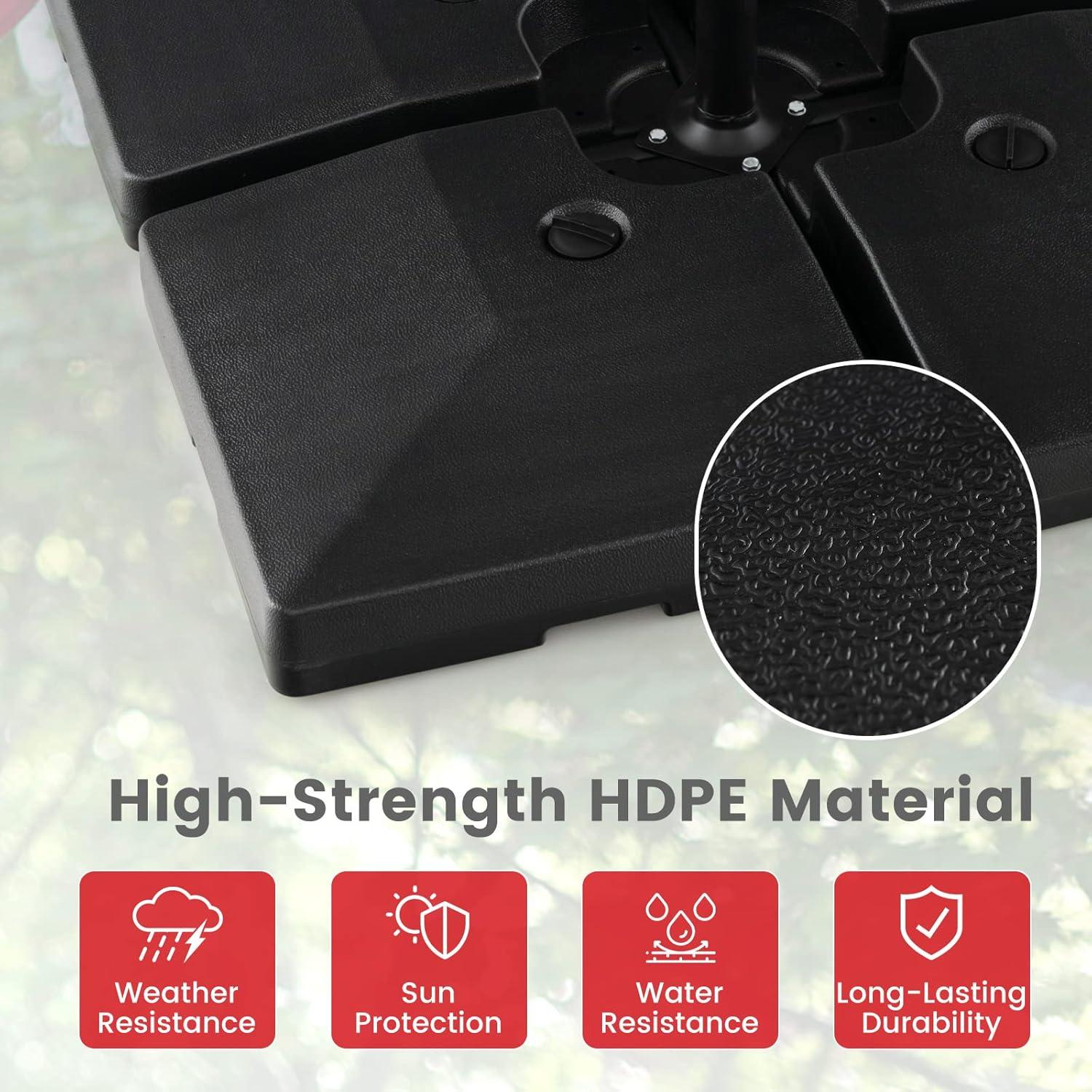 image:imageGiantex 284 lbs Fillable Offset Patio Umbrella Base 4PCS Umbrella Stand Water Sand Weight for Cantilever Umbrella 4 Connecting Pins EasyFilling Spouts Outdoor Market Umbrella Holder for Garden2840 Pounds