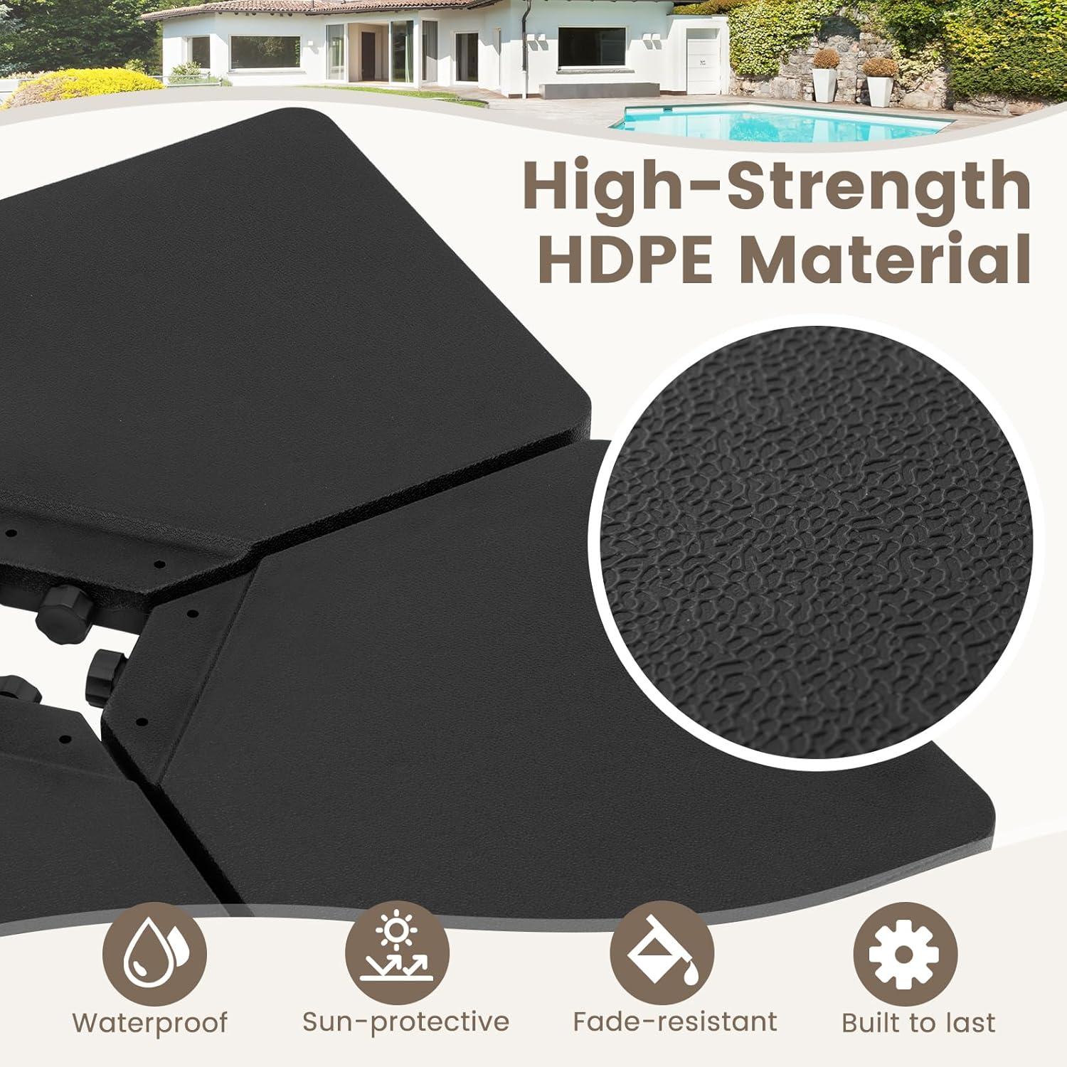 image:imageGiantex 284 lbs Fillable Offset Patio Umbrella Base 4PCS Umbrella Stand Water Sand Weight for Cantilever Umbrella 4 Connecting Pins EasyFilling Spouts Outdoor Market Umbrella Holder for Garden2250 Pounds