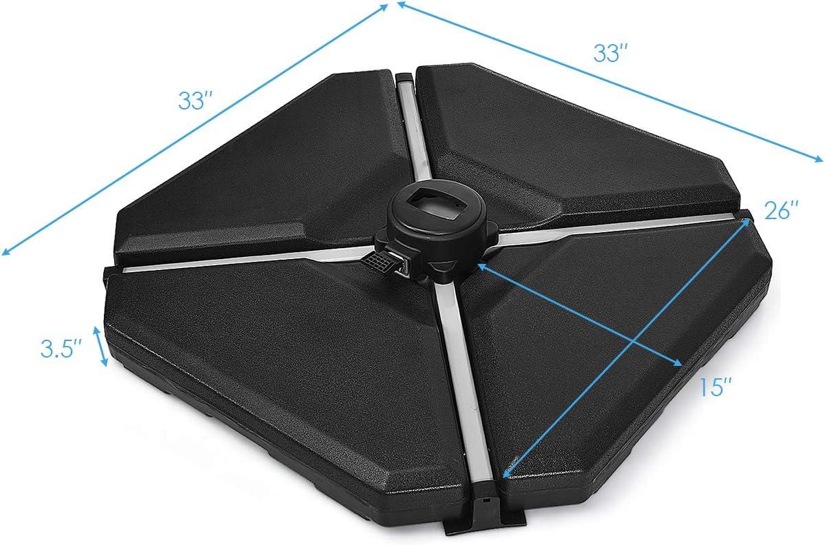 image:imageGiantex 284 lbs Fillable Offset Patio Umbrella Base 4PCS Umbrella Stand Water Sand Weight for Cantilever Umbrella 4 Connecting Pins EasyFilling Spouts Outdoor Market Umbrella Holder for Garden1950 Pounds