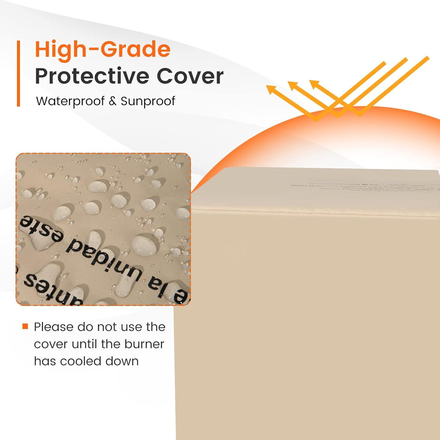 image:imageGiantex 345 Propane Gas Fire Pit Table Patio 2in1 Outdoor Square Fire Table WVolcanic Rock amp PVC Cover Stainless Steel Burner 50000 BTU Heat Output Faux Stone Surface Outside Fireplace