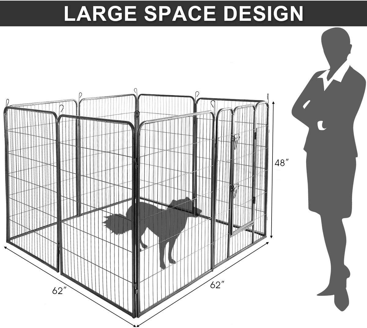 image:imageGiantex 40 168 Panel Pet Playpen with Door Foldable Dog Exercise Pen Portable FreeStanding Cat Fence for Outdoor amp Outdoor Metal Dog Puppy Cat Exercise Fence Barrier Kennel 8 Panels 408 Panels