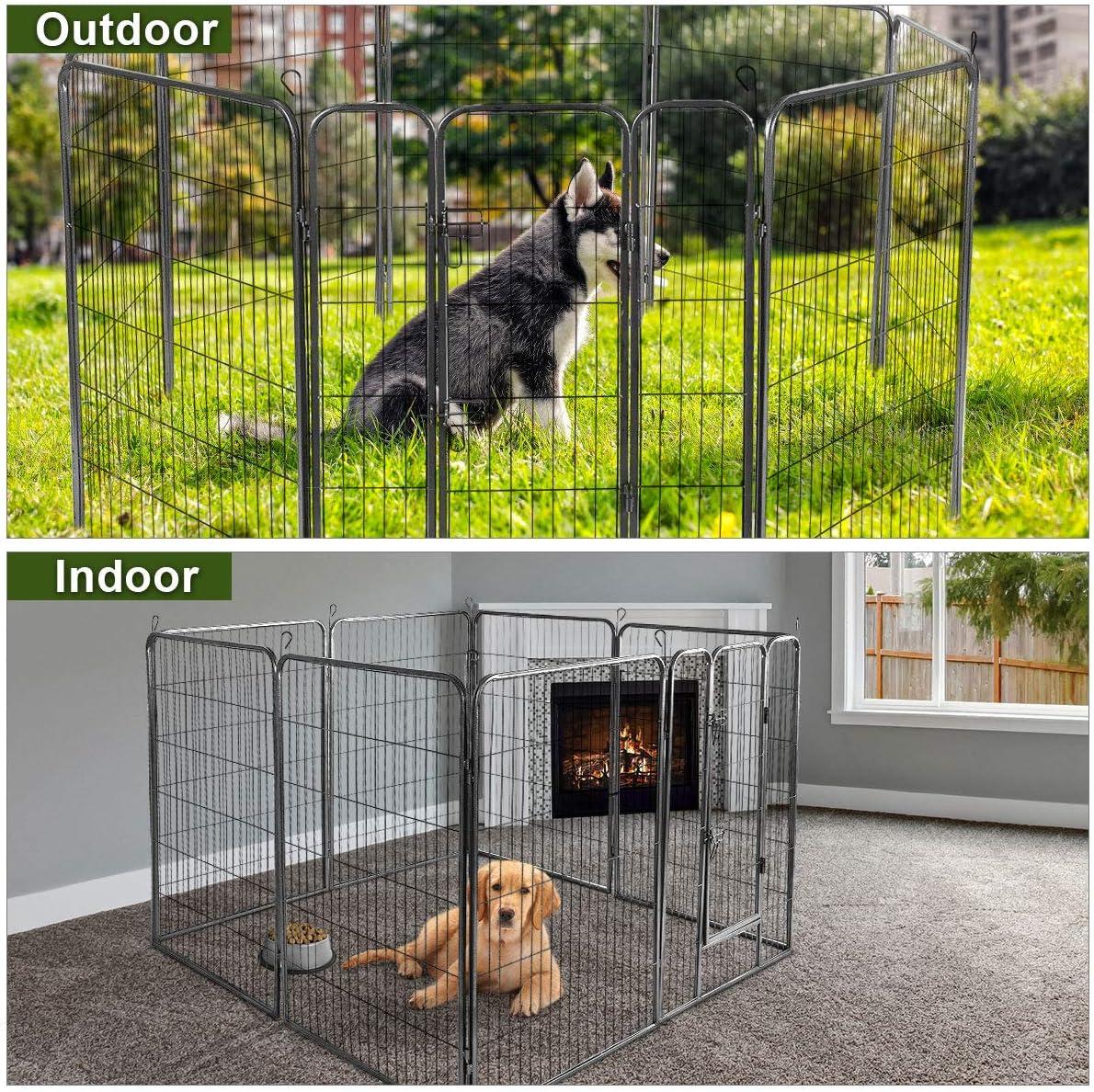 image:imageGiantex 40 168 Panel Pet Playpen with Door Foldable Dog Exercise Pen Portable FreeStanding Cat Fence for Outdoor amp Outdoor Metal Dog Puppy Cat Exercise Fence Barrier Kennel 8 Panels 408 Panels