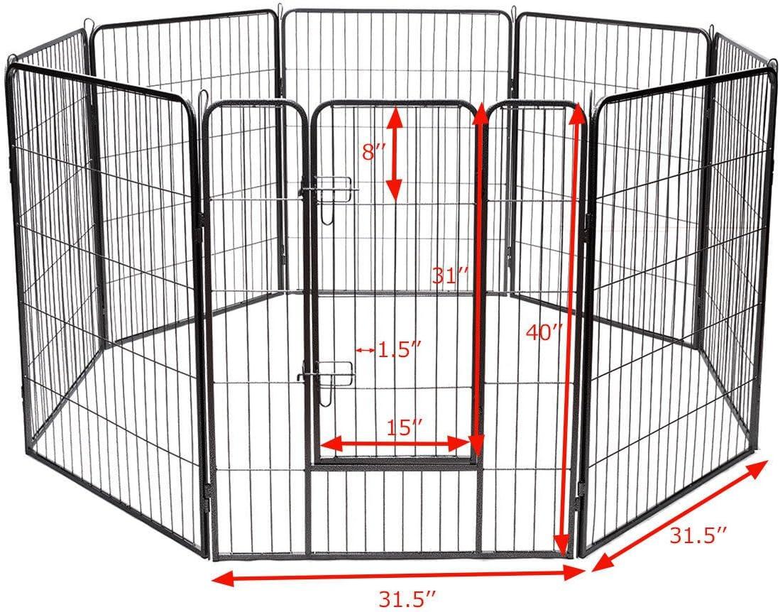 image:imageGiantex 40 168 Panel Pet Playpen with Door Foldable Dog Exercise Pen Portable FreeStanding Cat Fence for Outdoor amp Outdoor Metal Dog Puppy Cat Exercise Fence Barrier Kennel 8 Panels 408 Panels
