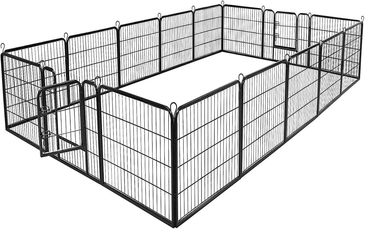 image:imageGiantex 40 168 Panel Pet Playpen with Door Foldable Dog Exercise Pen Portable FreeStanding Cat Fence for Outdoor amp Outdoor Metal Dog Puppy Cat Exercise Fence Barrier Kennel 8 Panels 4016 Panels