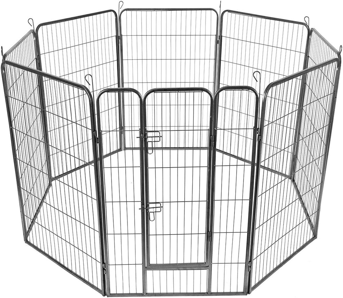 image:imageGiantex 40 168 Panel Pet Playpen with Door Foldable Dog Exercise Pen Portable FreeStanding Cat Fence for Outdoor amp Outdoor Metal Dog Puppy Cat Exercise Fence Barrier Kennel 8 Panels 408 Panels