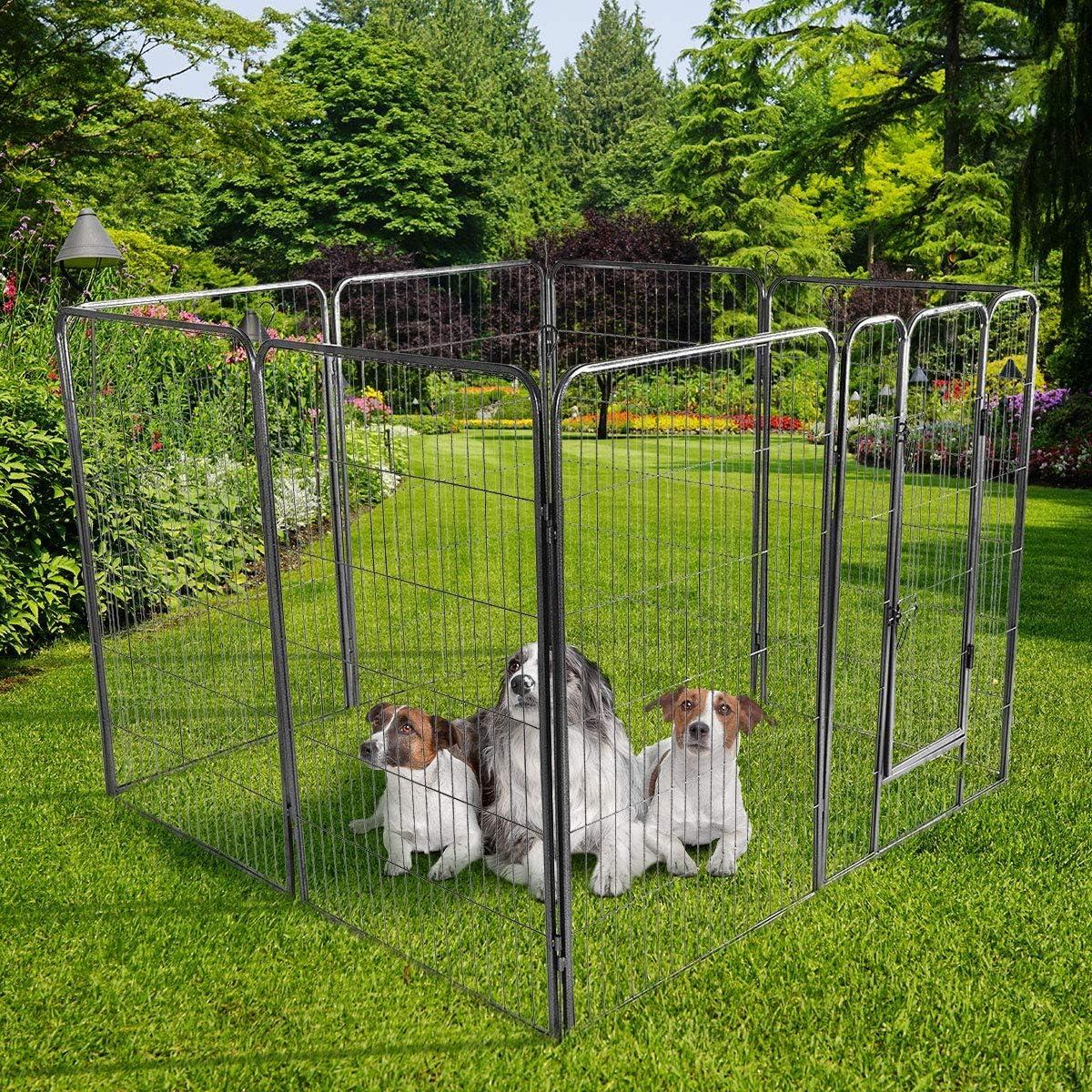 image:imageGiantex 40 inch Dog Fence with Door 168 Panels Dog Playpen for Outside Large Dogs Portable Pet Playpen Fencing Enclosures Heavy Duty Metal Camping Fences for The Yard 16 Panels 40 inch16 Panels