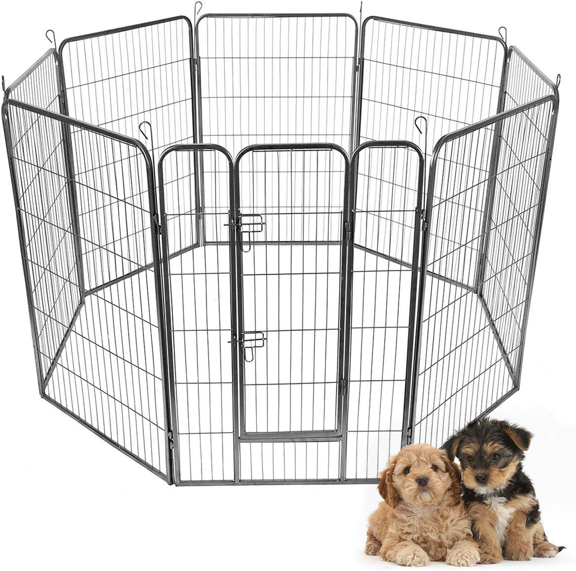 image:imageGiantex 40 inch Dog Fence with Door 168 Panels Dog Playpen for Outside Large Dogs Portable Pet Playpen Fencing Enclosures Heavy Duty Metal Camping Fences for The Yard 16 Panels 40 inch8 Panels