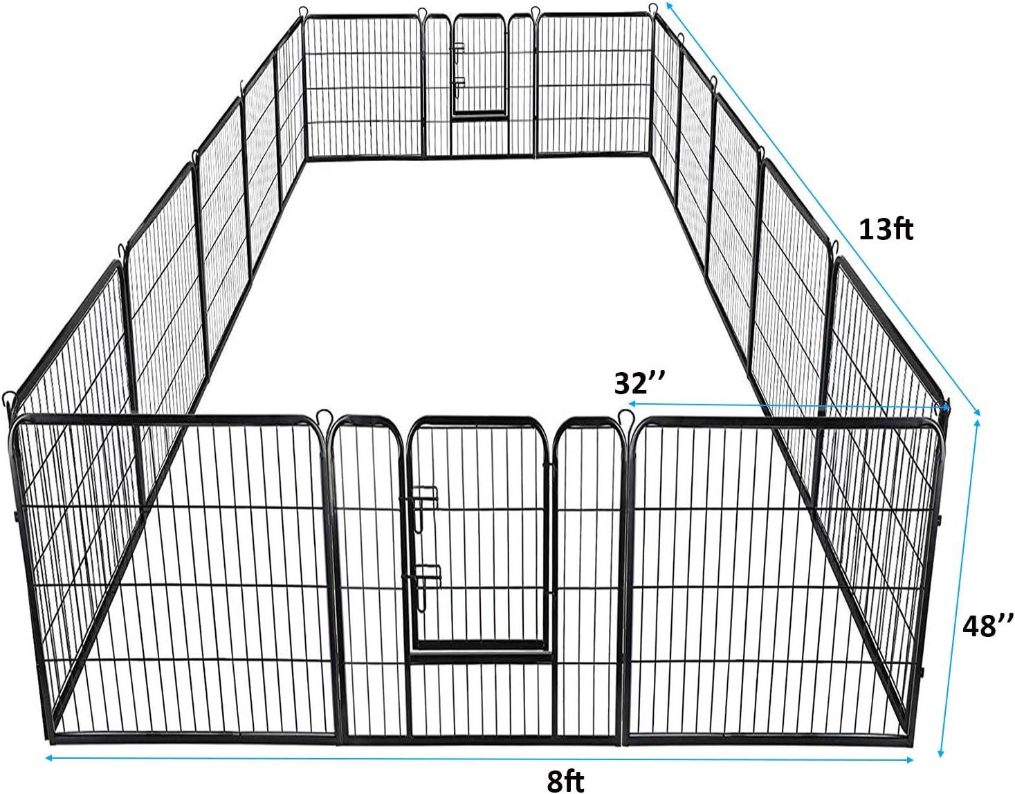 image:imageGiantex 40 inch Dog Fence with Door 168 Panels Dog Playpen for Outside Large Dogs Portable Pet Playpen Fencing Enclosures Heavy Duty Metal Camping Fences for The Yard 16 Panels 40 inch16 Panels