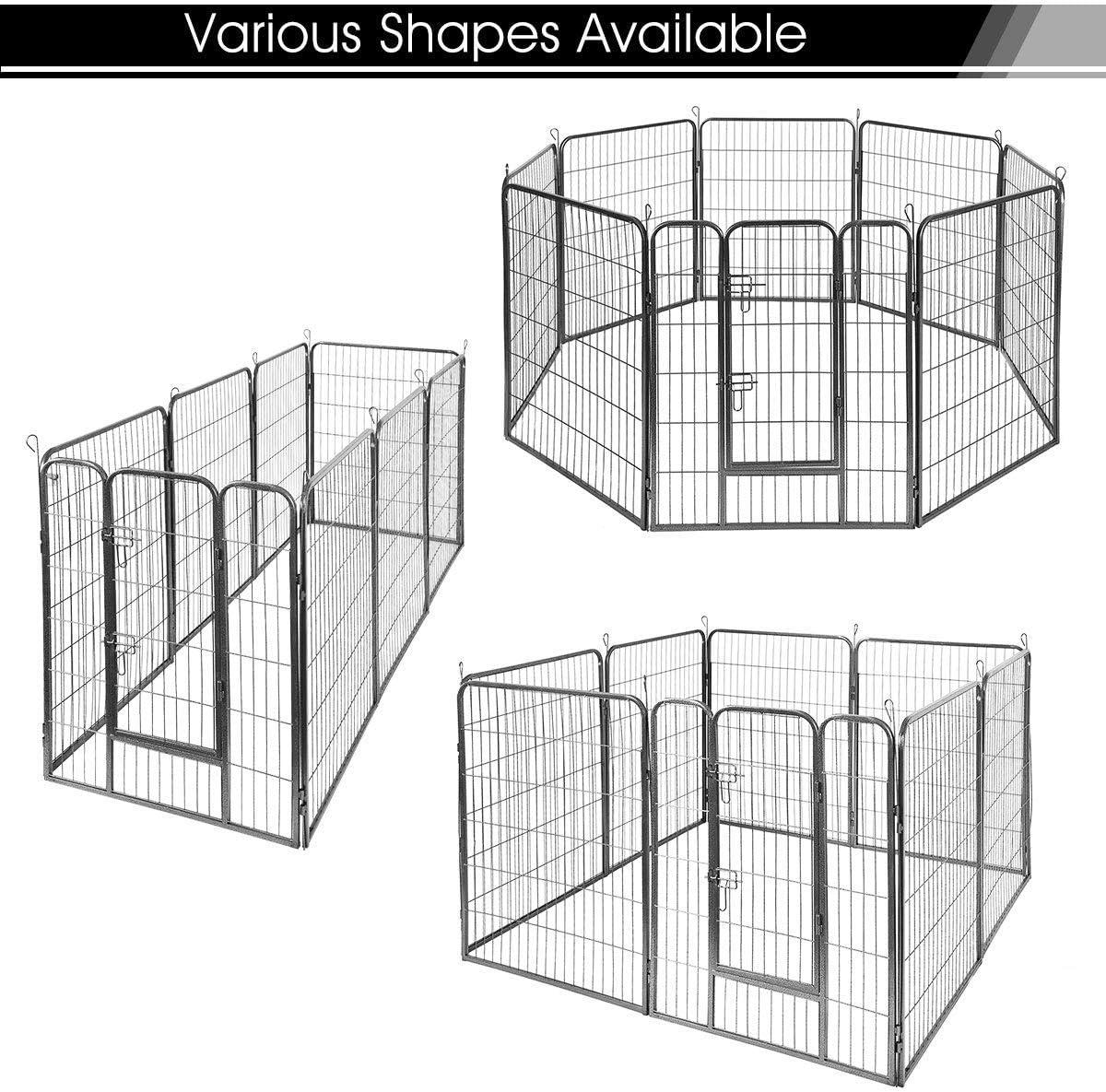 image:imageGiantex 40 inch Dog Fence with Door 168 Panels Dog Playpen for Outside Large Dogs Portable Pet Playpen Fencing Enclosures Heavy Duty Metal Camping Fences for The Yard 16 Panels 40 inch16 Panels