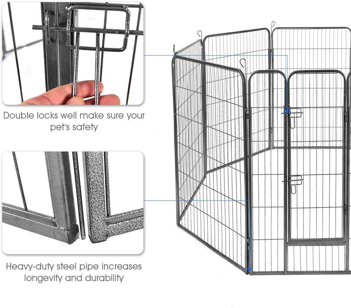 image:imageGiantex 40 inch Dog Fence with Door 168 Panels Dog Playpen for Outside Large Dogs Portable Pet Playpen Fencing Enclosures Heavy Duty Metal Camping Fences for The Yard 16 Panels 40 inch8 Panels