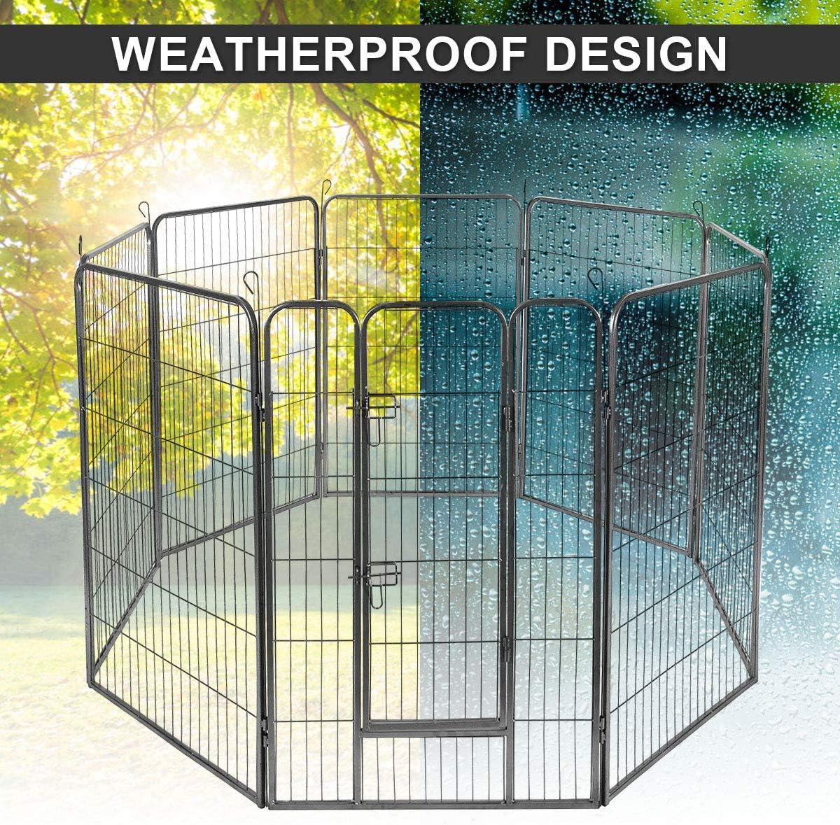 image:imageGiantex 40 inch Dog Fence with Door 168 Panels Dog Playpen for Outside Large Dogs Portable Pet Playpen Fencing Enclosures Heavy Duty Metal Camping Fences for The Yard 16 Panels 40 inch8 Panels