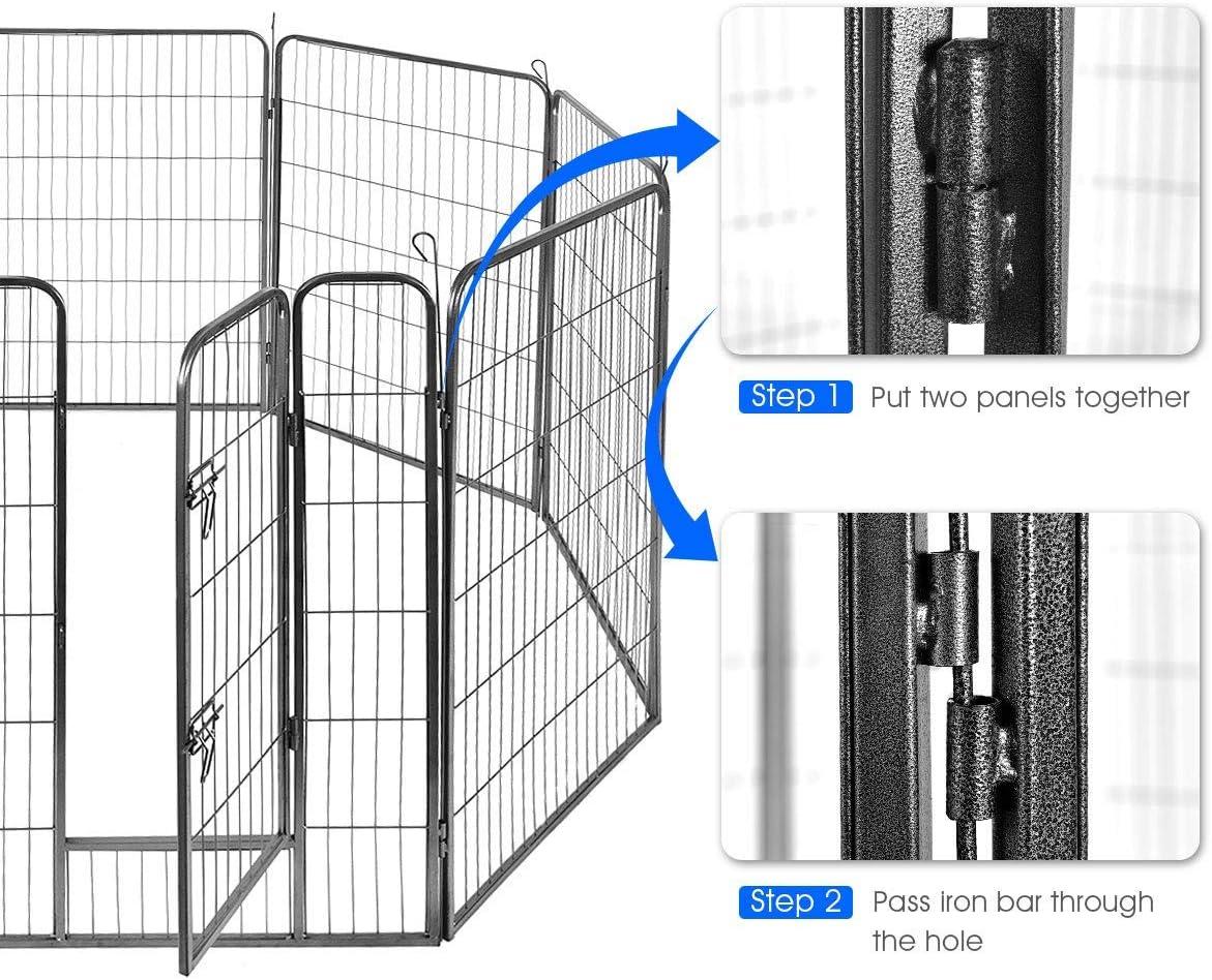 image:imageGiantex 40 inch Dog Fence with Door 168 Panels Dog Playpen for Outside Large Dogs Portable Pet Playpen Fencing Enclosures Heavy Duty Metal Camping Fences for The Yard 16 Panels 40 inch8 Panels