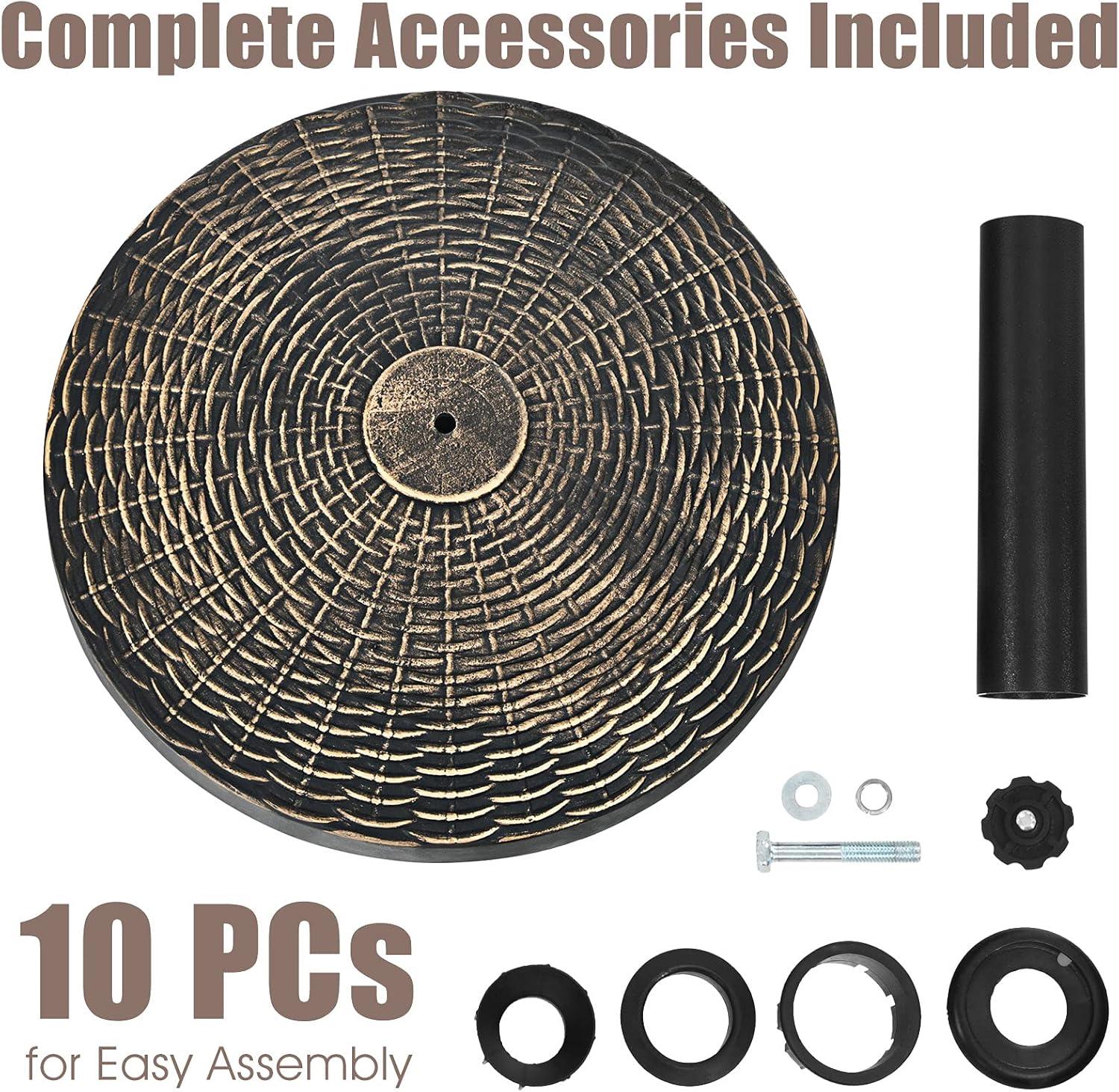 image:imageGiantex 40 lbs Patio Umbrella Base 215 Round Market Umbrella Stand for 1519 Umbrella Poles Heavy Duty Resin Base with Metal Support Holder for Deck Garden Poolside 40 lbs220 Pounds