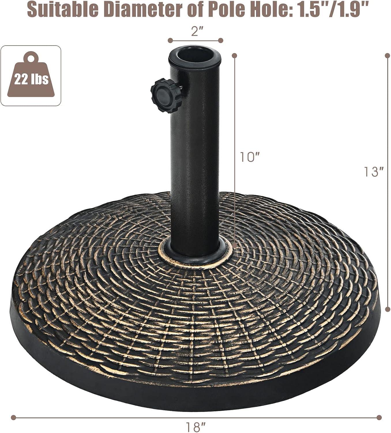 image:imageGiantex 40 lbs Patio Umbrella Base 215 Round Market Umbrella Stand for 1519 Umbrella Poles Heavy Duty Resin Base with Metal Support Holder for Deck Garden Poolside 40 lbs220 Pounds
