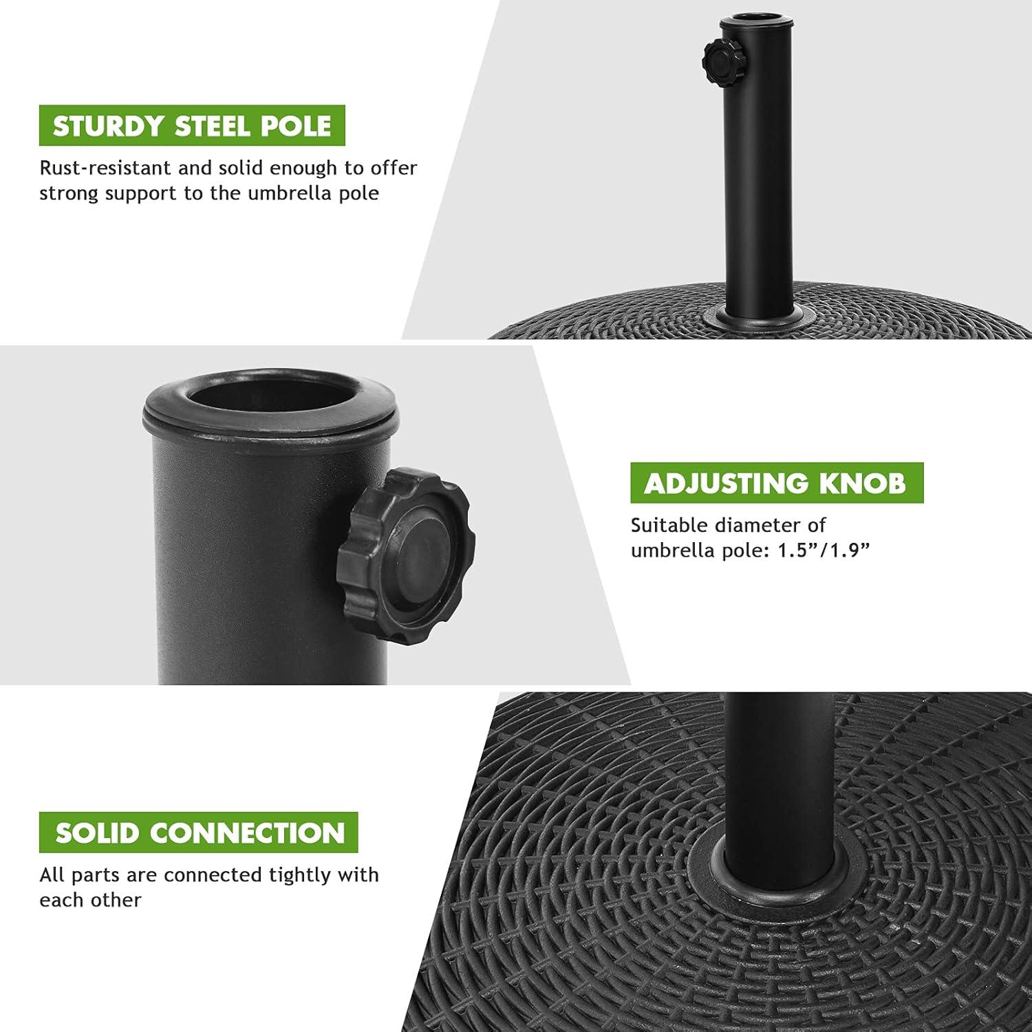 image:imageGiantex 40 lbs Patio Umbrella Base 215 Round Market Umbrella Stand for 1519 Umbrella Poles Heavy Duty Resin Base with Metal Support Holder for Deck Garden Poolside 40 lbs490 Pounds