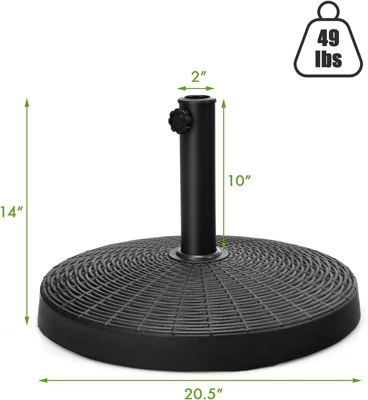 image:imageGiantex 40 lbs Patio Umbrella Base 215 Round Market Umbrella Stand for 1519 Umbrella Poles Heavy Duty Resin Base with Metal Support Holder for Deck Garden Poolside 40 lbs490 Pounds