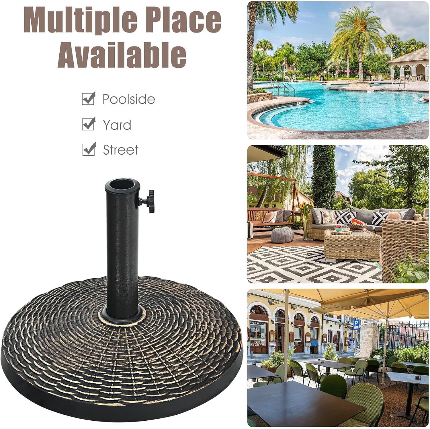 image:imageGiantex 40 lbs Patio Umbrella Base 215 Round Market Umbrella Stand for 1519 Umbrella Poles Heavy Duty Resin Base with Metal Support Holder for Deck Garden Poolside 40 lbs220 Pounds
