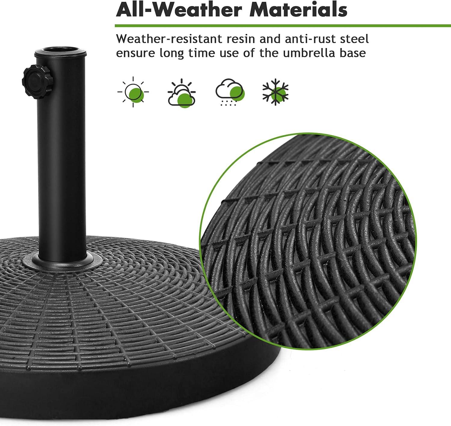 image:imageGiantex 40 lbs Patio Umbrella Base 215 Round Market Umbrella Stand for 1519 Umbrella Poles Heavy Duty Resin Base with Metal Support Holder for Deck Garden Poolside 40 lbs490 Pounds