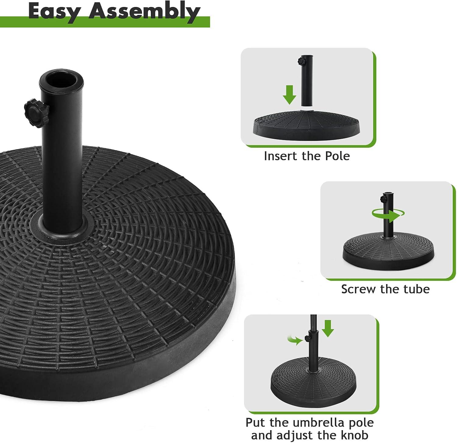 image:imageGiantex 40 lbs Patio Umbrella Base 215 Round Market Umbrella Stand for 1519 Umbrella Poles Heavy Duty Resin Base with Metal Support Holder for Deck Garden Poolside 40 lbs490 Pounds