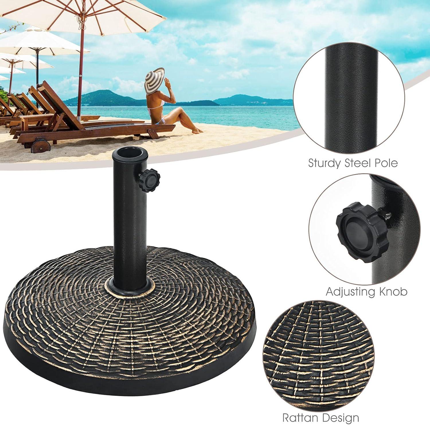 image:imageGiantex 40 lbs Patio Umbrella Base 215 Round Market Umbrella Stand for 1519 Umbrella Poles Heavy Duty Resin Base with Metal Support Holder for Deck Garden Poolside 40 lbs220 Pounds