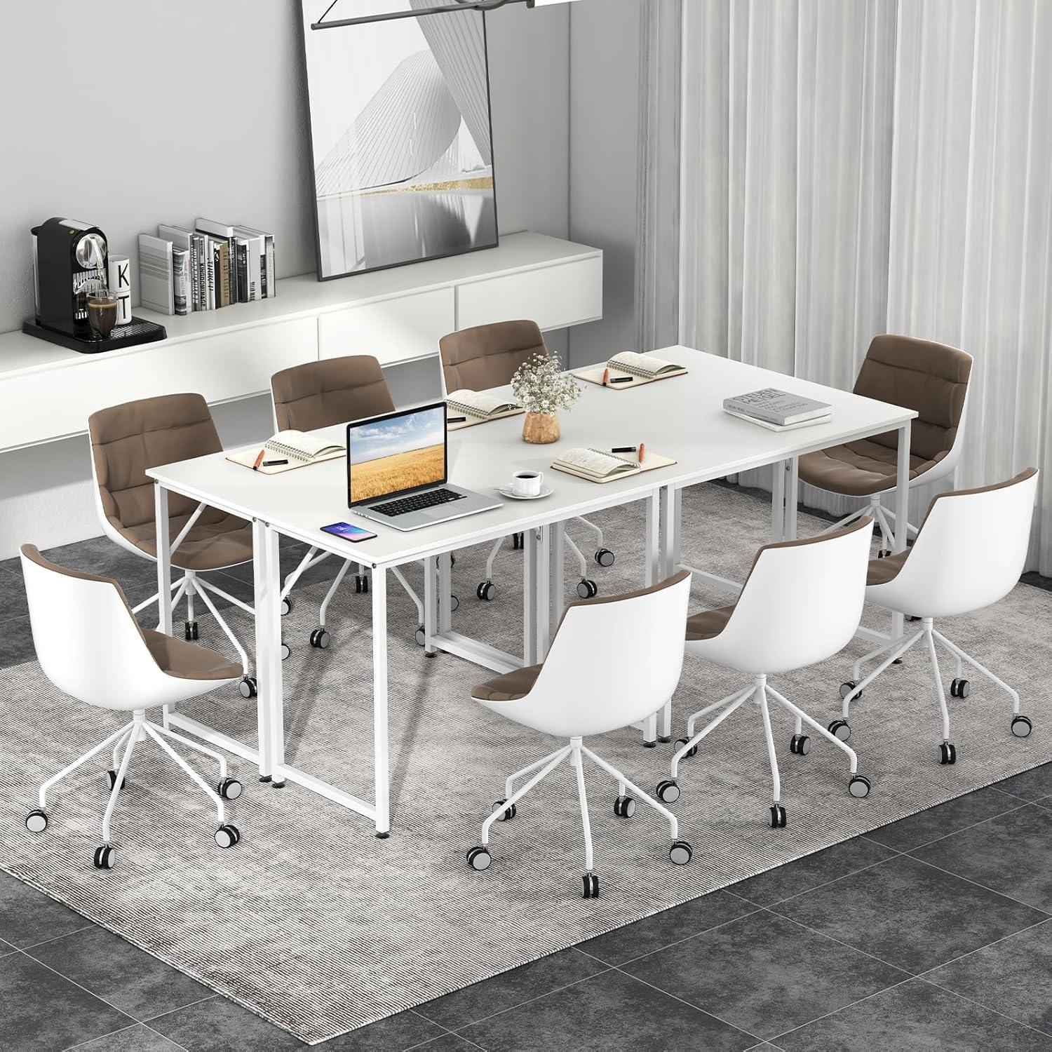 image:imageGiantex 40Inch White Computer Desk Home Office Desk with HeavyDuty Metal Frame Modern Simple Gaming Table PC Workstation Versatile Small Desk for Bedroom Small SpacesWhite