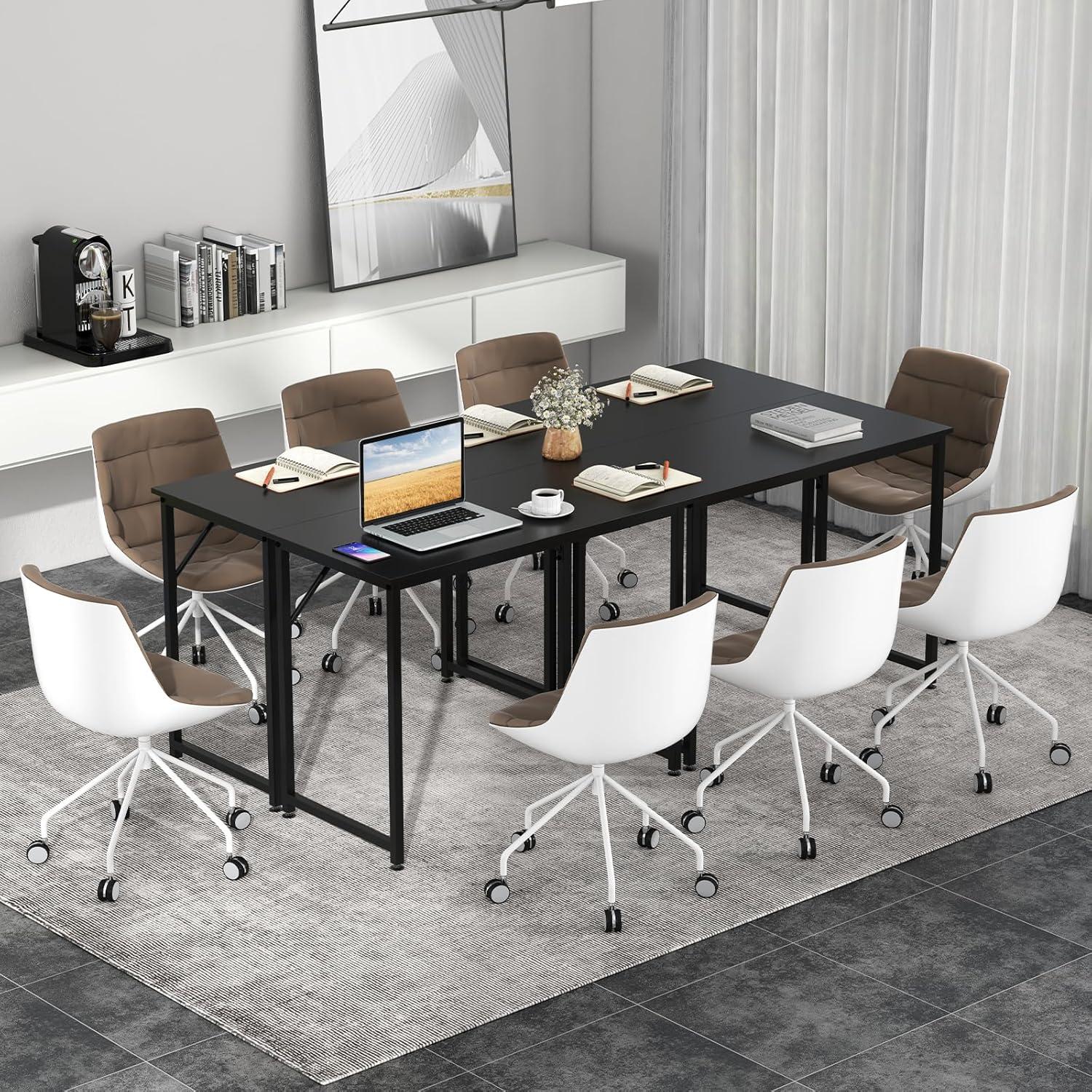 image:imageGiantex 40Inch White Computer Desk Home Office Desk with HeavyDuty Metal Frame Modern Simple Gaming Table PC Workstation Versatile Small Desk for Bedroom Small SpacesBlack