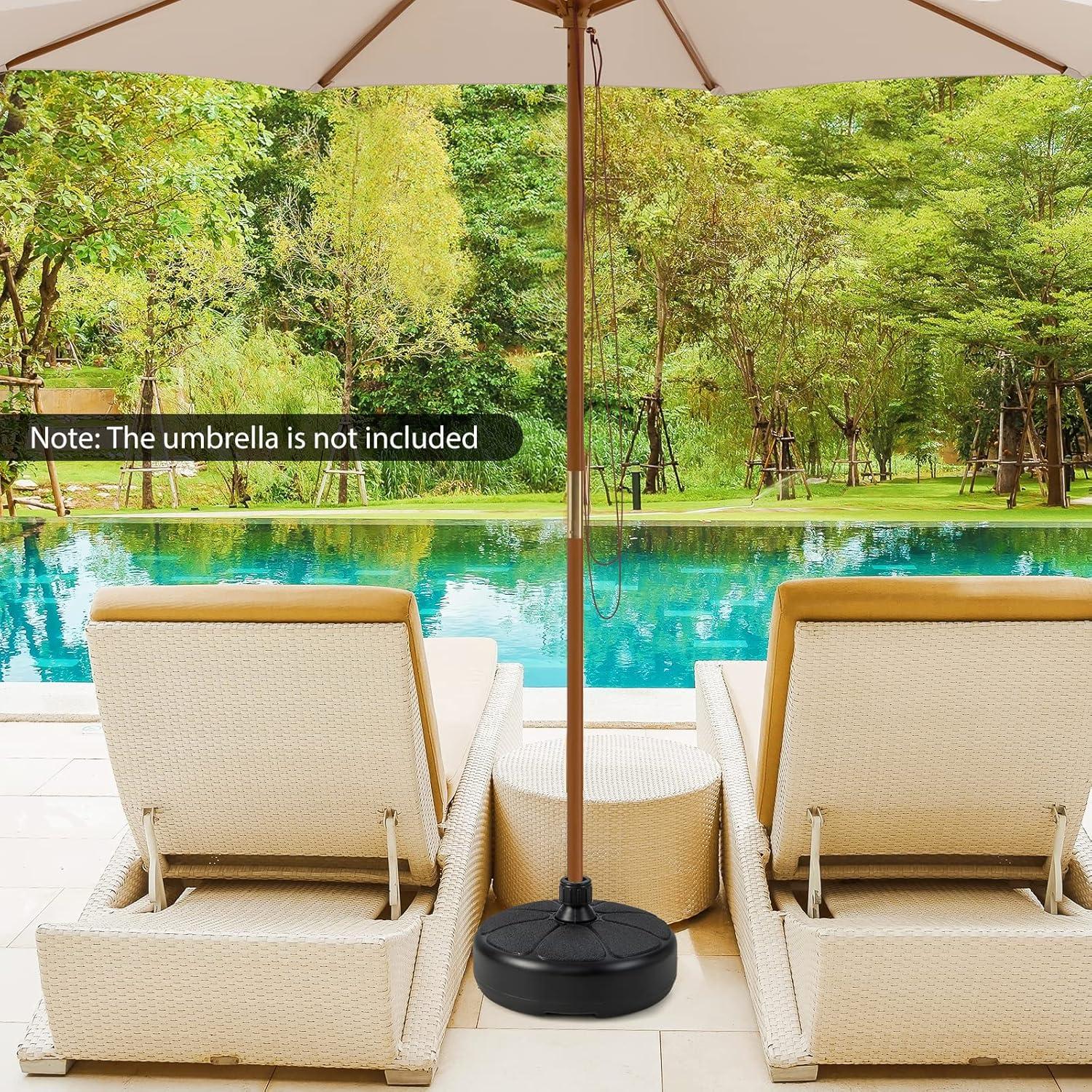 image:imageGiantex 40lbs Fillable Umbrella Base Water and Sand Filled Umbrella Stand Fits 15 Patio Umbrella Pole Round HDPE Weighted Market Table Umbrella Holder for Outdoor Deck Garden 145 inch