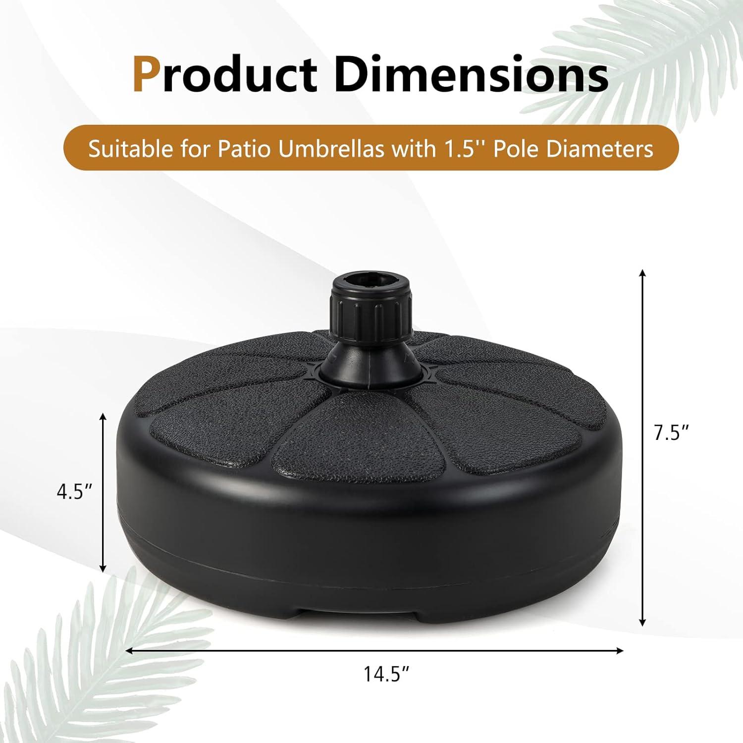 image:imageGiantex 40lbs Fillable Umbrella Base Water and Sand Filled Umbrella Stand Fits 15 Patio Umbrella Pole Round HDPE Weighted Market Table Umbrella Holder for Outdoor Deck Garden 145 inch