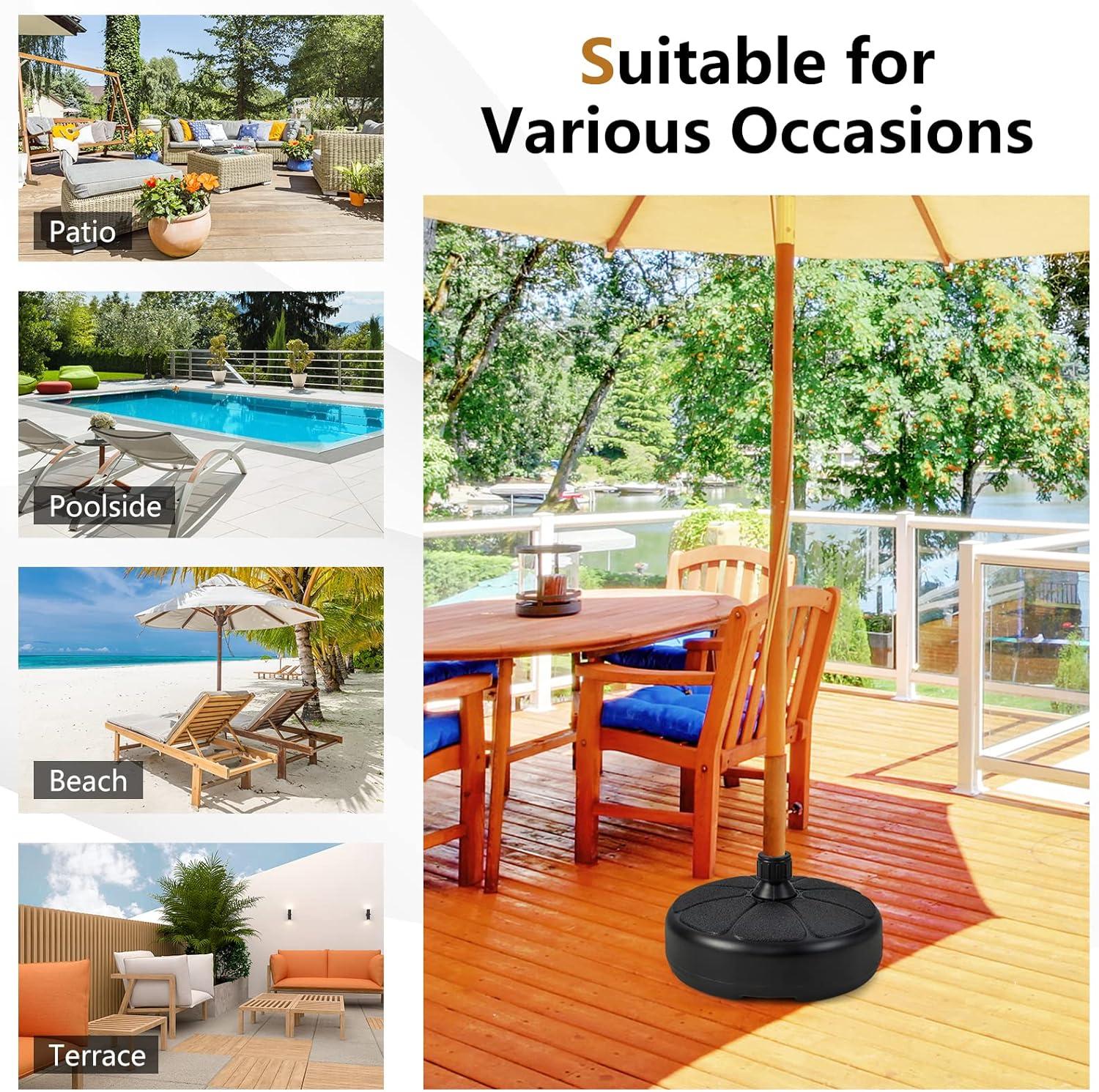 image:imageGiantex 40lbs Fillable Umbrella Base Water and Sand Filled Umbrella Stand Fits 15 Patio Umbrella Pole Round HDPE Weighted Market Table Umbrella Holder for Outdoor Deck Garden 145 inch