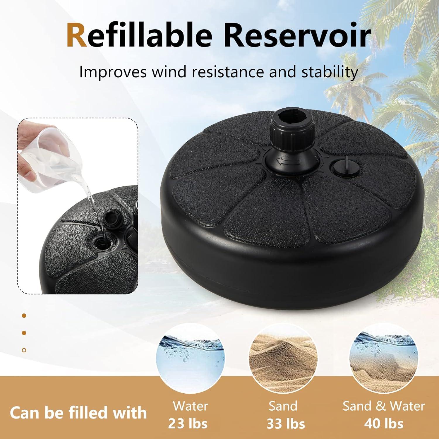 image:imageGiantex 40lbs Fillable Umbrella Base Water and Sand Filled Umbrella Stand Fits 15 Patio Umbrella Pole Round HDPE Weighted Market Table Umbrella Holder for Outdoor Deck Garden 145 inch