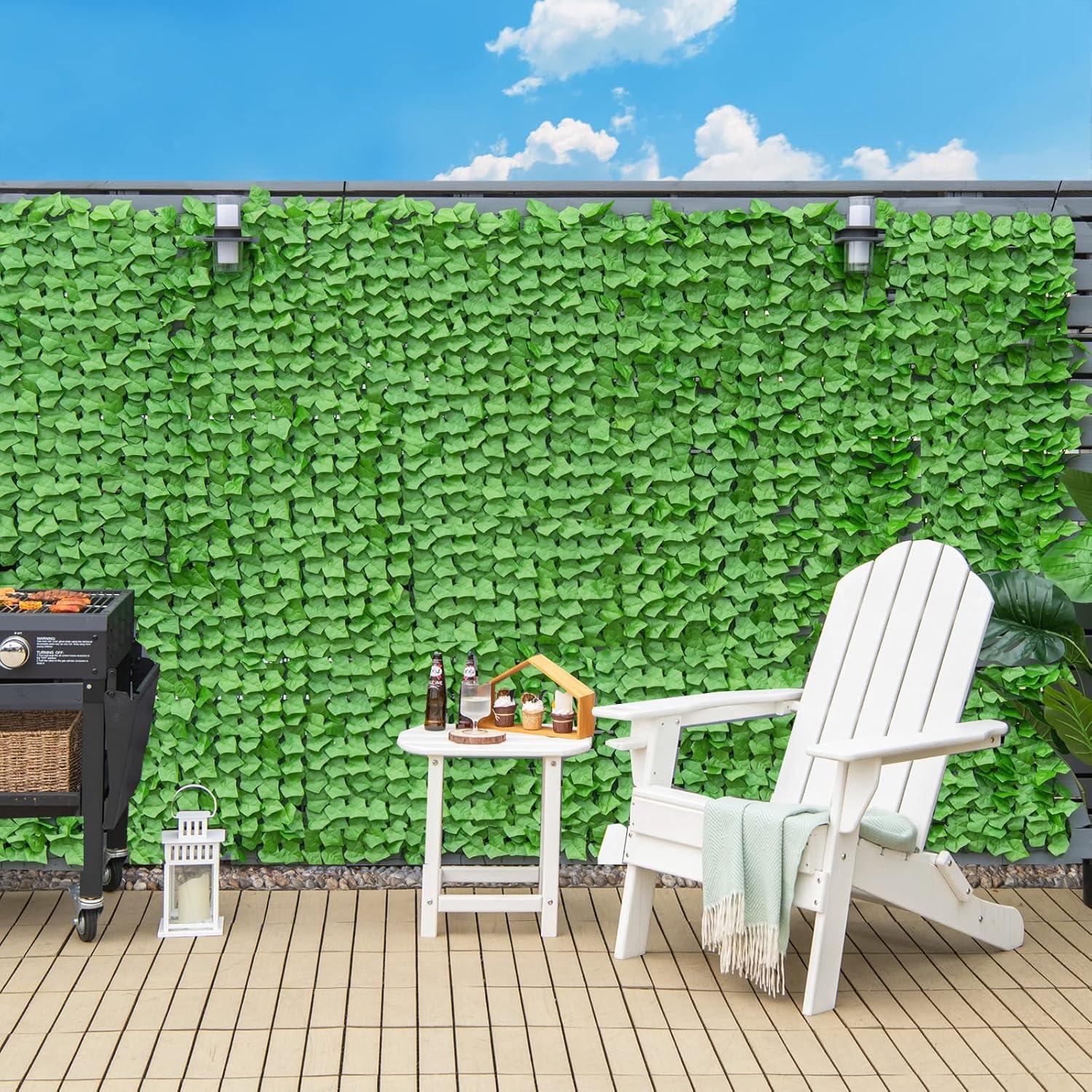 image:imageGiantex 4PCS Artificial Ivy Privacy Fence Screen 118 x 394 Artificial Hedges Fence Faux Ivy Vine Greenery Wall Outdoor Privacy Fence Covering for Yard Garden Patio Decoration Dark GreenGreen