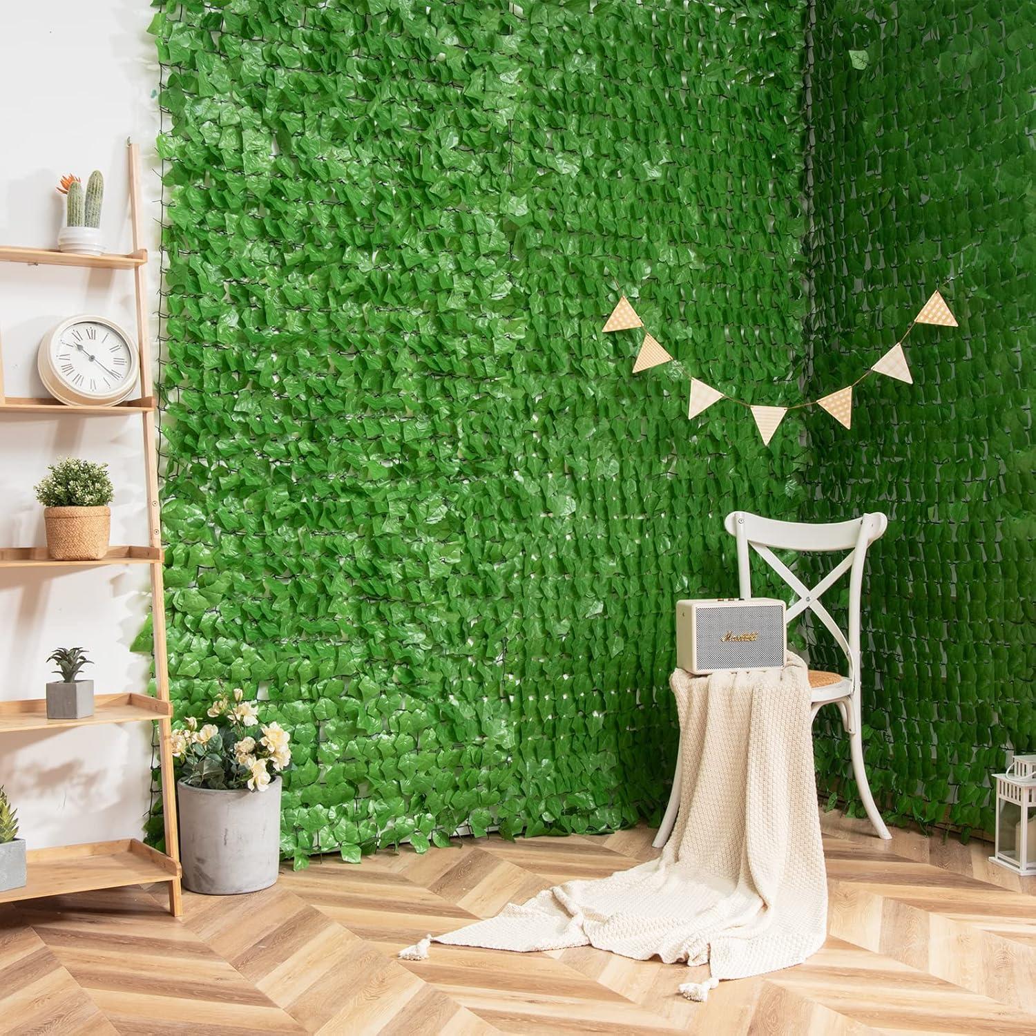 image:imageGiantex 4PCS Artificial Ivy Privacy Fence Screen 118 x 394 Artificial Hedges Fence Faux Ivy Vine Greenery Wall Outdoor Privacy Fence Covering for Yard Garden Patio Decoration Dark GreenGreen
