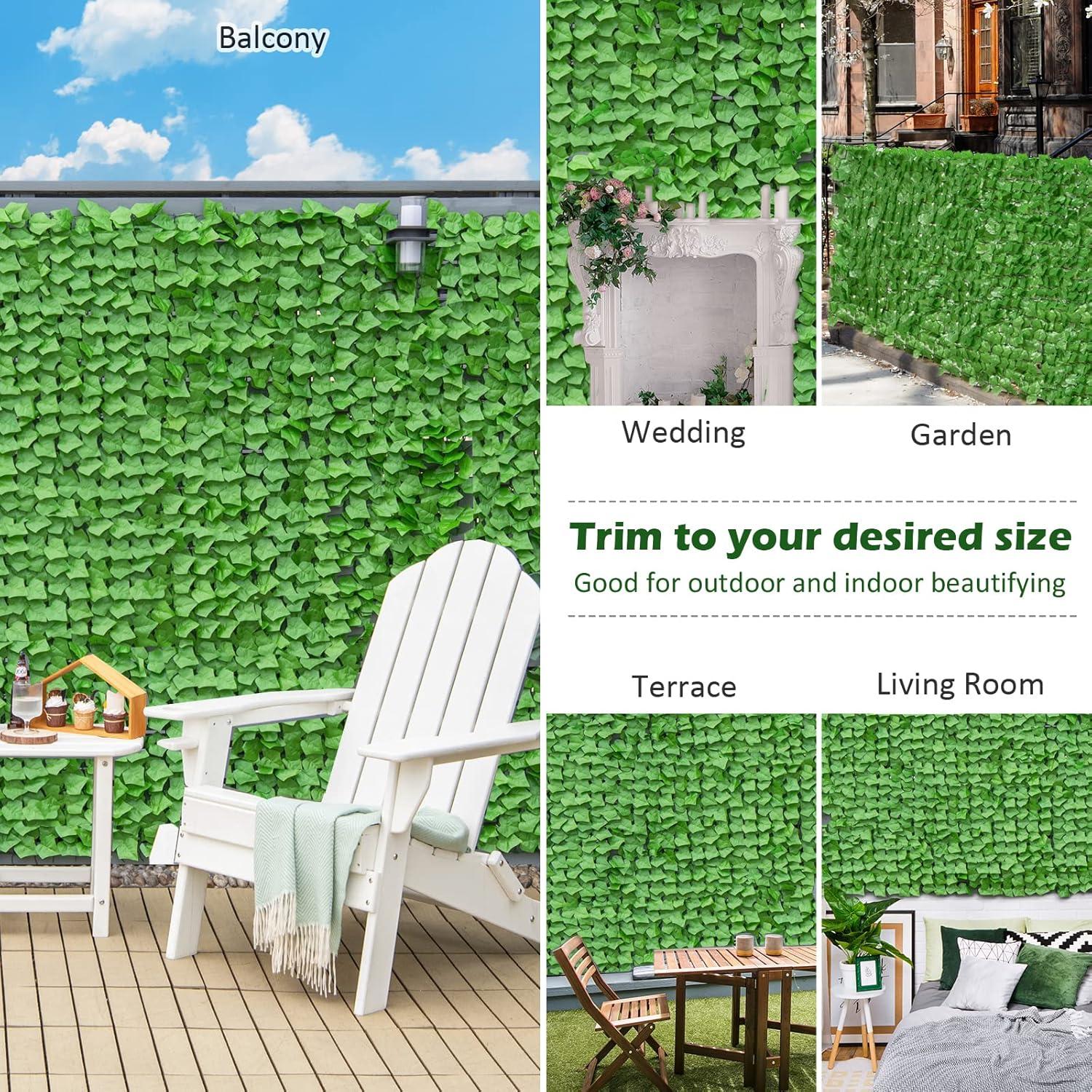 image:imageGiantex 4PCS Artificial Ivy Privacy Fence Screen 118 x 394 Artificial Hedges Fence Faux Ivy Vine Greenery Wall Outdoor Privacy Fence Covering for Yard Garden Patio Decoration Dark GreenGreen