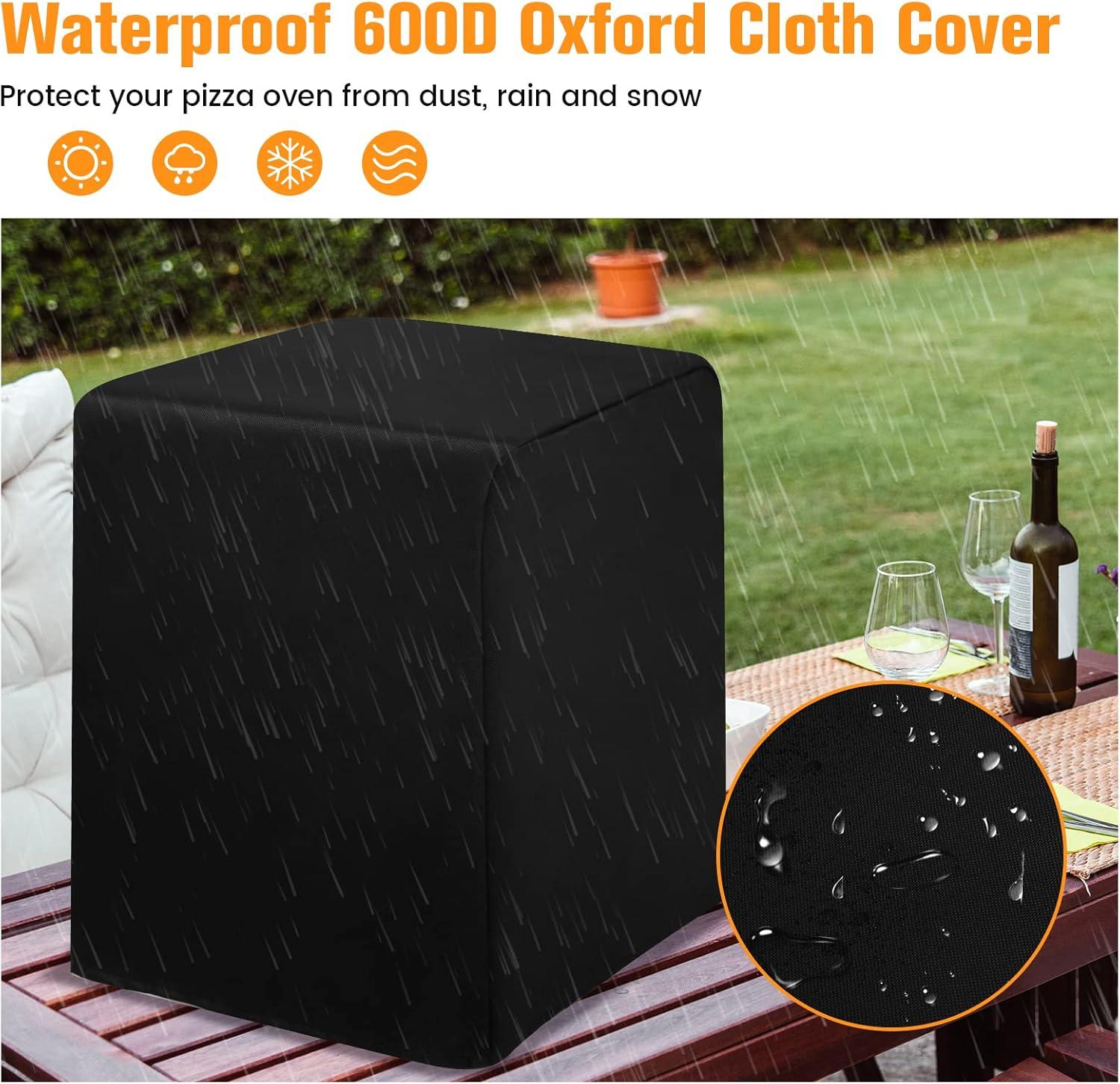 image:imageGiantex 4in1 Outdoor Pizza Oven Wood Fired 2Layer Pizza Maker Grill with Stone Peel Waterproof Cover Cooking Grids Detachable Grill Oven amp Fire Pit for Outside Backyard BBQ