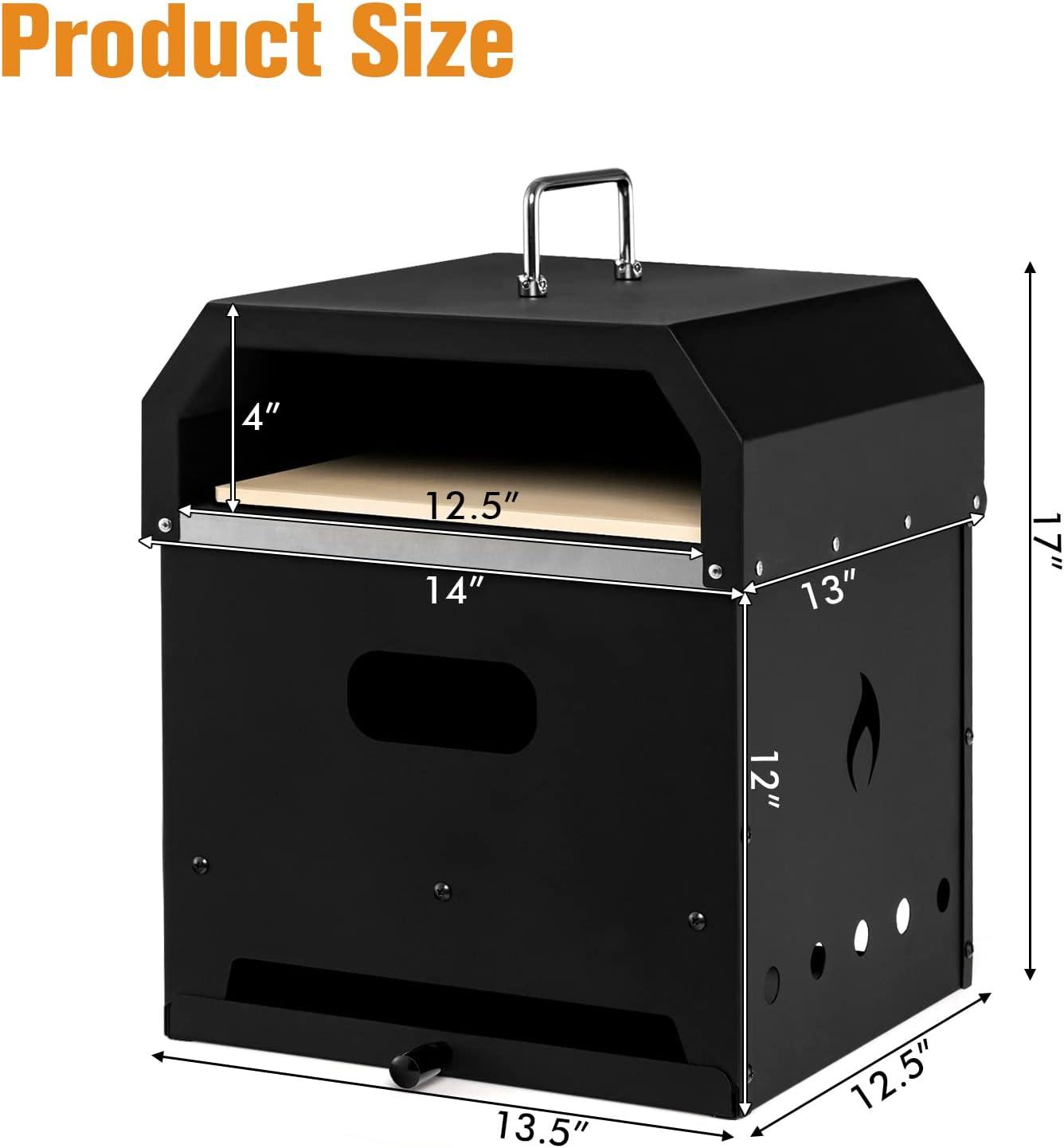 image:imageGiantex 4in1 Outdoor Pizza Oven Wood Fired 2Layer Pizza Maker Grill with Stone Peel Waterproof Cover Cooking Grids Detachable Grill Oven amp Fire Pit for Outside Backyard BBQ