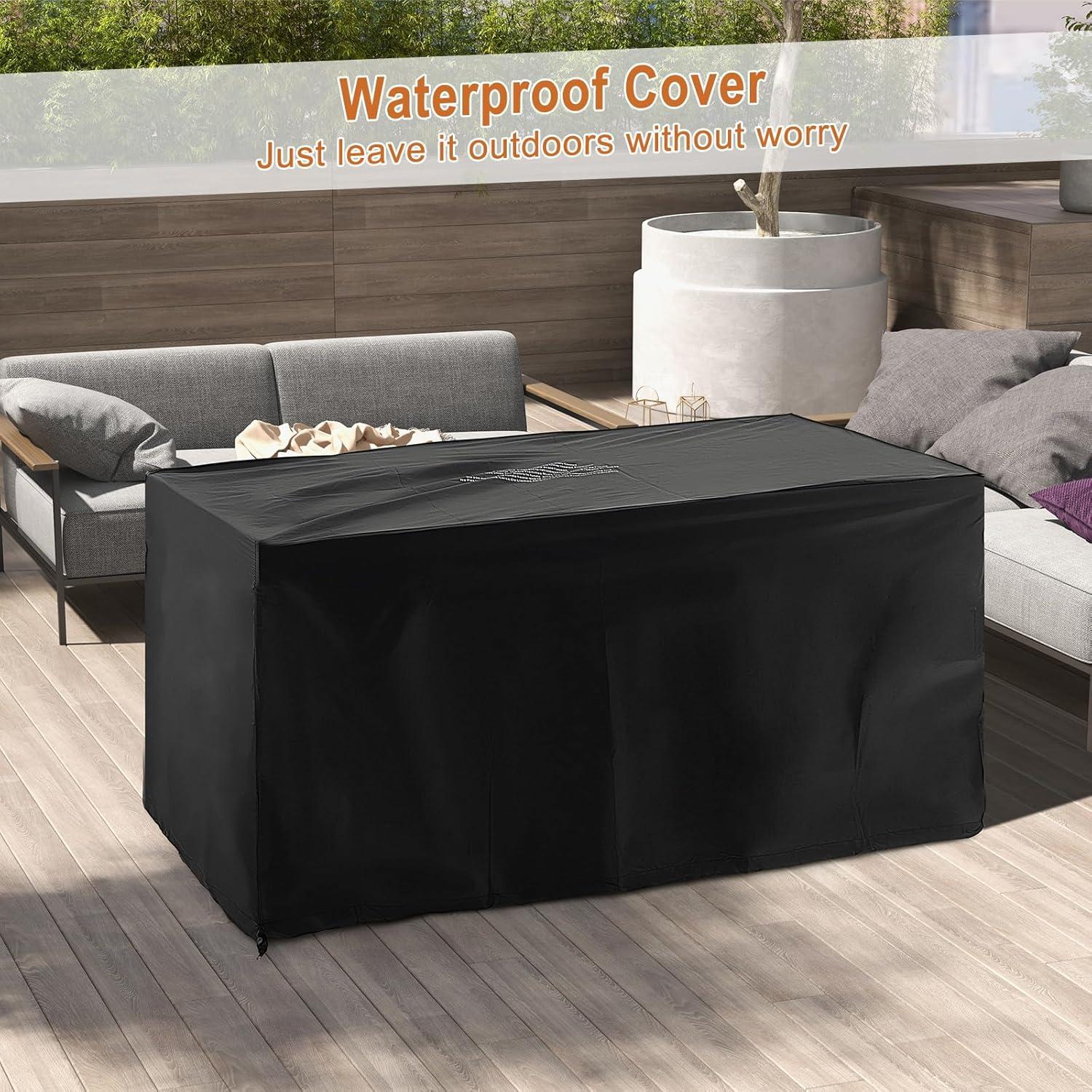 image:imageGiantex 52 Outdoor Propane Fire Pit 50000 BTU Wicker Patio Gas Fire Table wLid Waterproof Cover Tempered Glass Wind Guard amp Blue Fire Stone PE Rattan Firepit Table wStorage Shelf BrownBrown