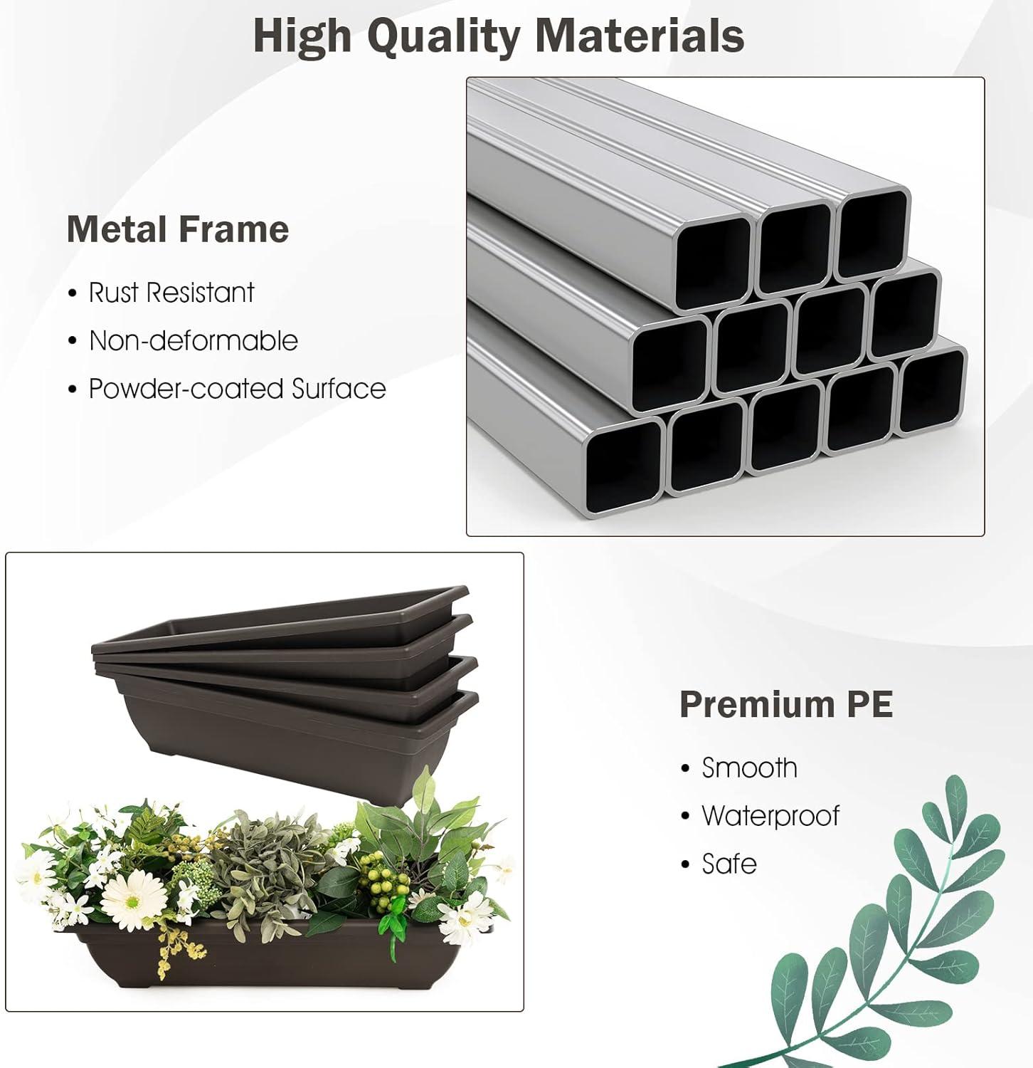 image:imageGiantex 52FT Vertical Raised Garden Bed 4Tier Elevated Planter Box w4 Containers amp Drainage Holes Indoor Outdoor Freestanding Planter for Vegetables Herbs Flowers HeavyDuty Metal Frame1